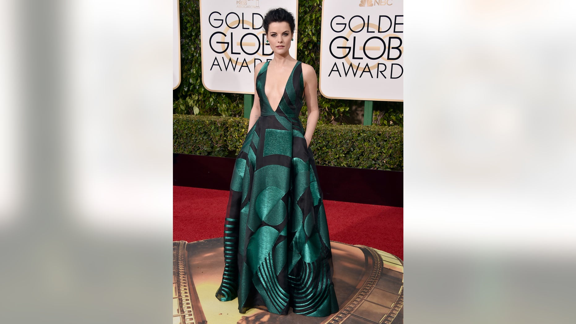 Jaimie Alexander arrives at the 73rd annual Golden Globe Awards on Sunday, Jan. 10, 2016, at the Beverly Hilton Hotel in Beverly Hills, Calif. (Photo by Jordan Strauss/Invision/AP)