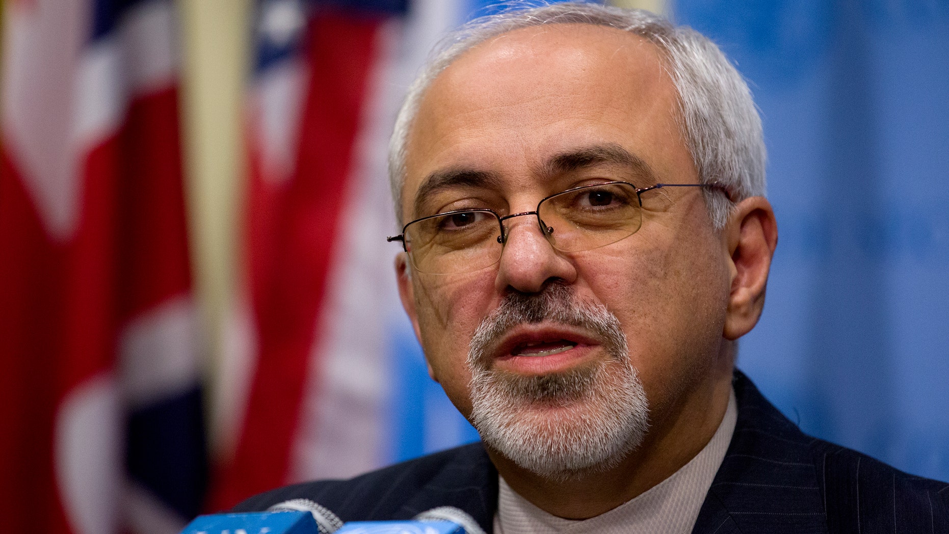 FILE: Sept. 26, 2013: Iranian Foreign Minister Mohammad Javad Zarif speaks at the 68th session of the United Nations General Assembly at U.N. headquarters, New York City.