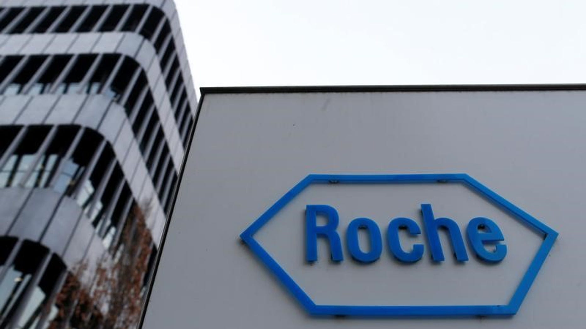 The logo of Swiss pharmaceutical company Roche is seen outside their headquarters in Basel