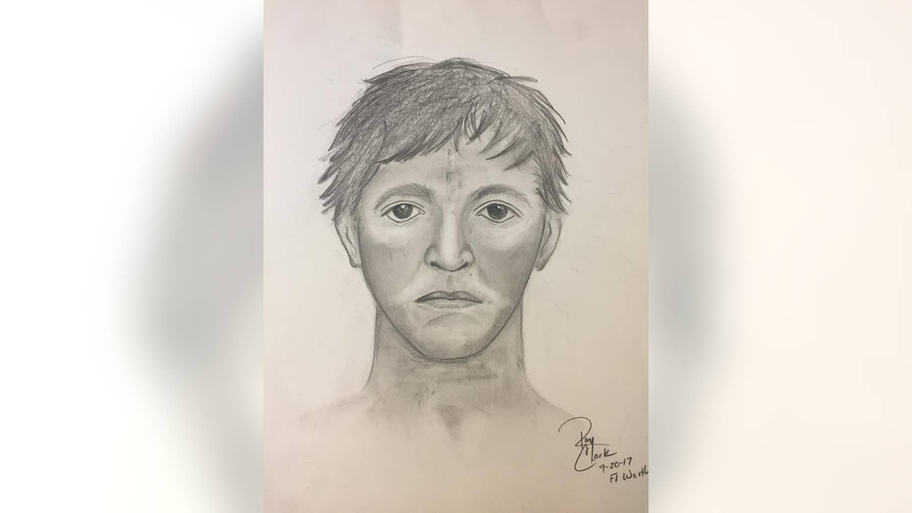 A composite sketch of the suspect in the attack on a jogger in Fort Worth, Texas.