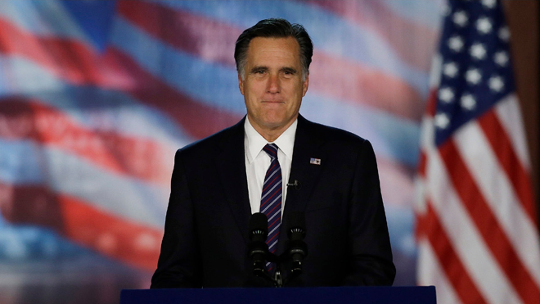 Nov. 7, 2012: Mitt Romney arrives at his election night rally in Boston.