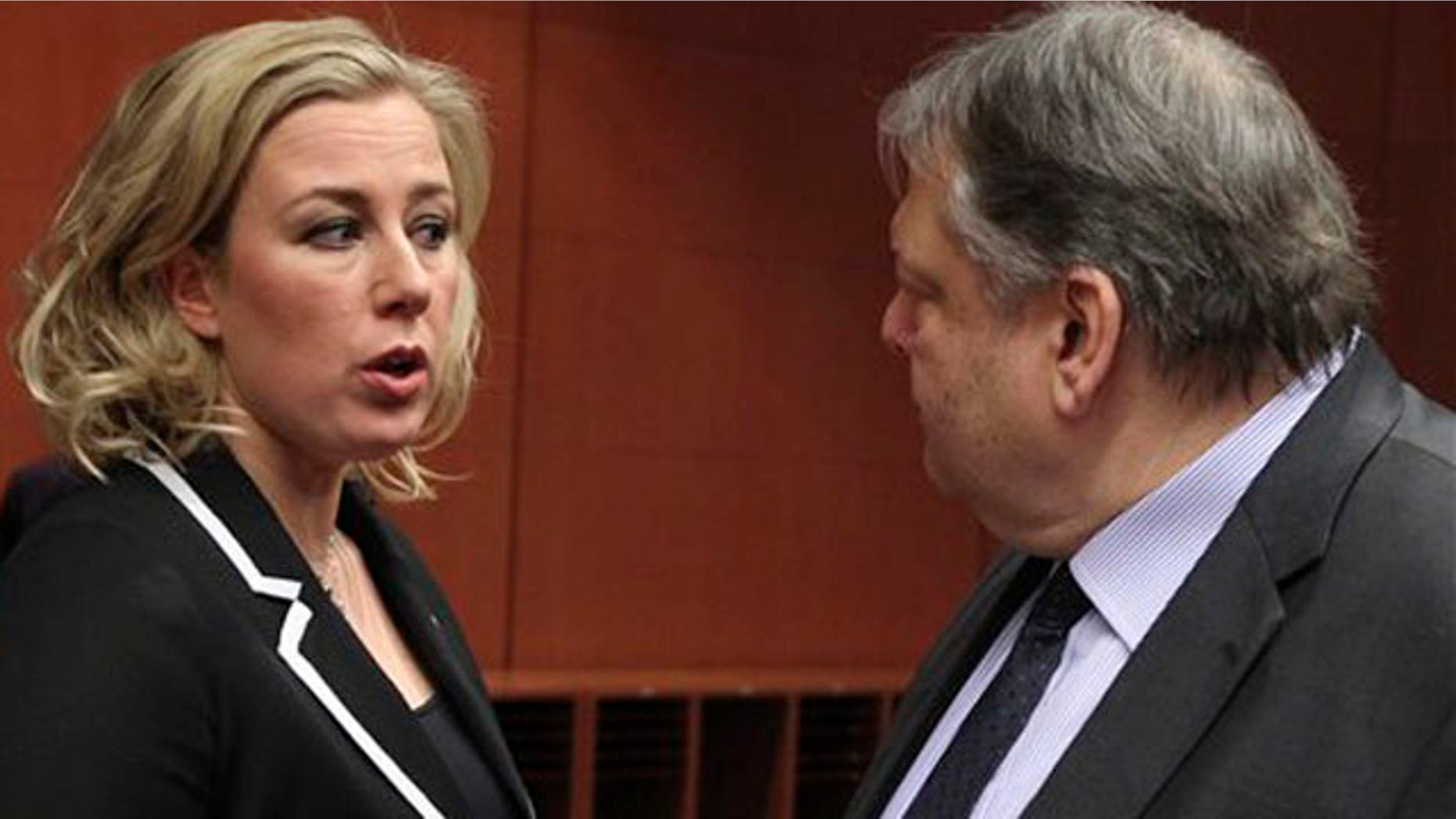 Feb. 9, 2012: Finnish Finance Minister Jutta Urpilainen, left, talks with Greek Finance Minister Evangelos Venizelos, at the European Council building in Brussels. There are fundamental doubts among some of the countries that use the euro over whether a second massive bailout for Greece will actually work, a European official said.