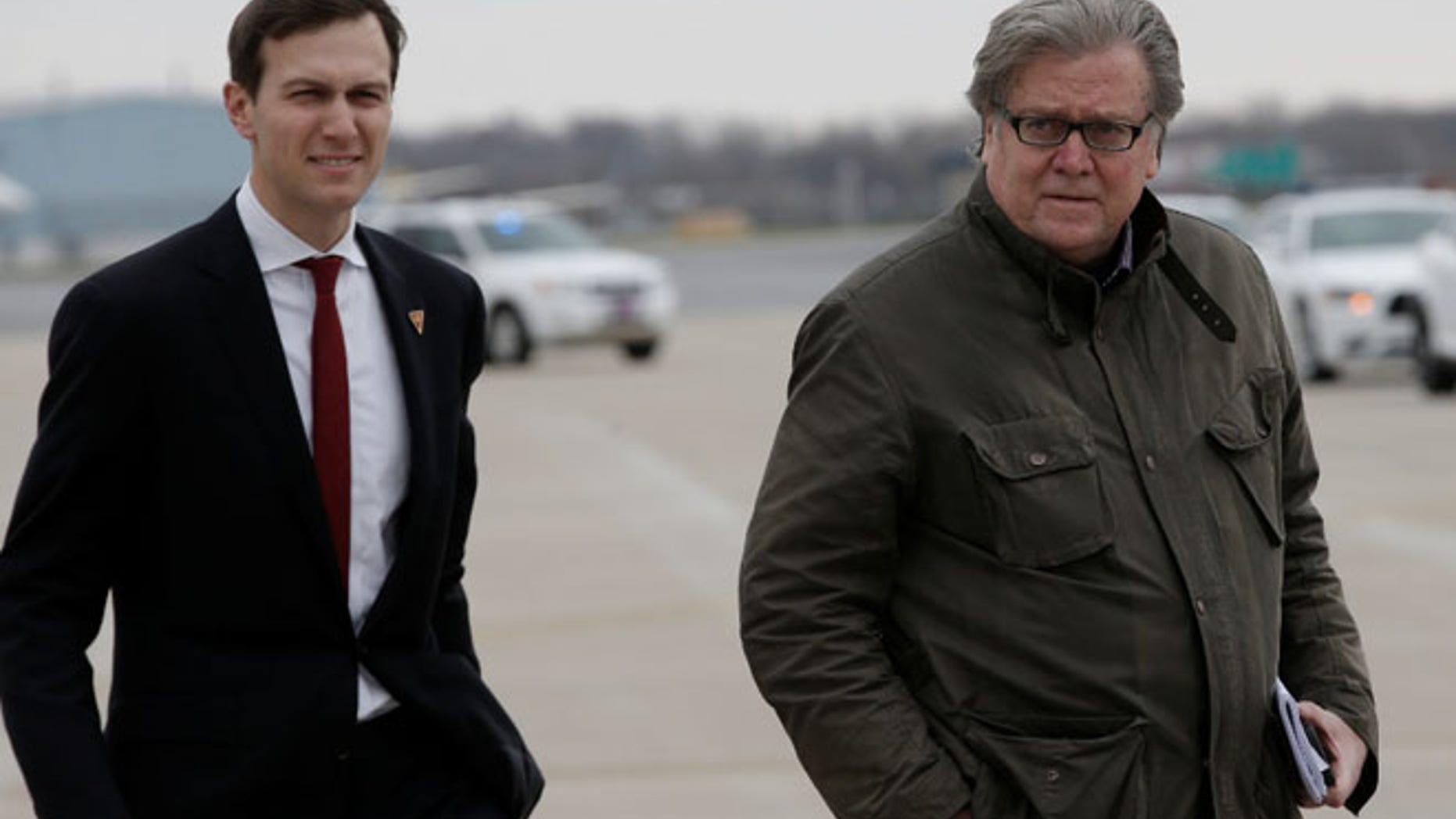 FILE: Fox News has learned that there is a schism between, Steve Bannon, right and a group led by Trump’s son-in-law Jared Kushner.