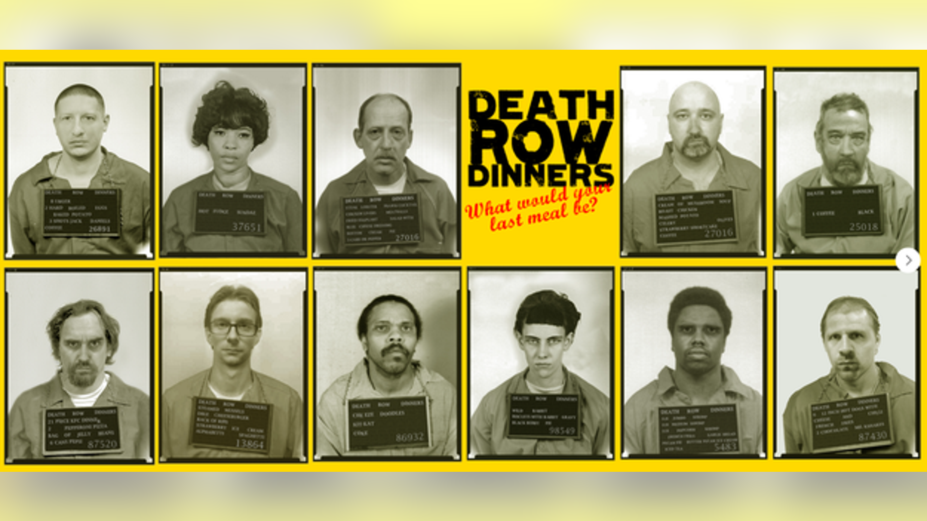 Mugshots were used to promote a last meal pop-up restaurant concept in Britain.