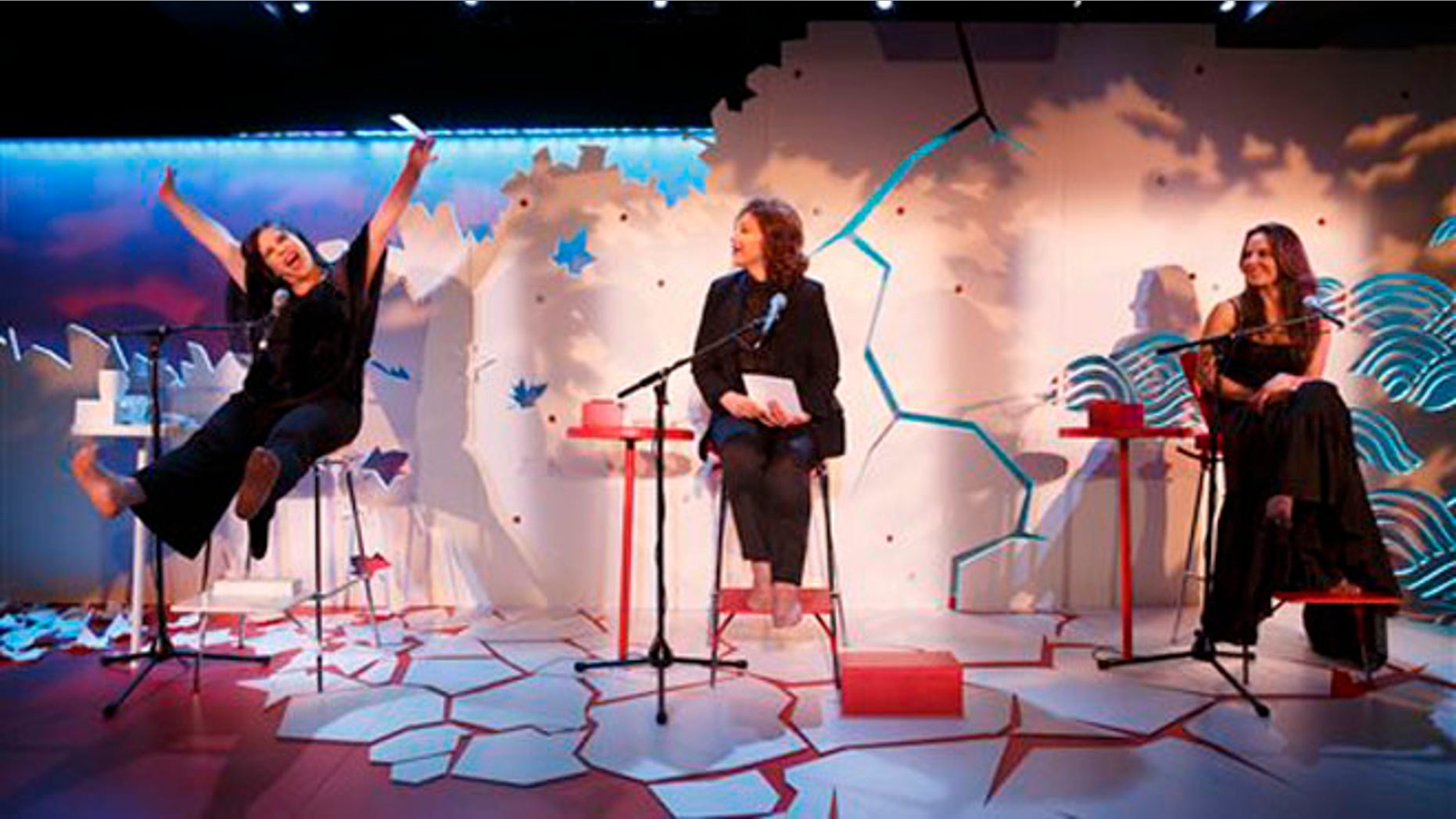 This image released by Team Publicity shows, from left, Angélica Vale, Angélica MarÃa, and Kate del Castillo on stage during a performance of Monólogos de la Vagina, (The Vagina Monologues) a play by Eve Ensler in New York. (AP Photo/ Team Publicity, Joan Marcus)