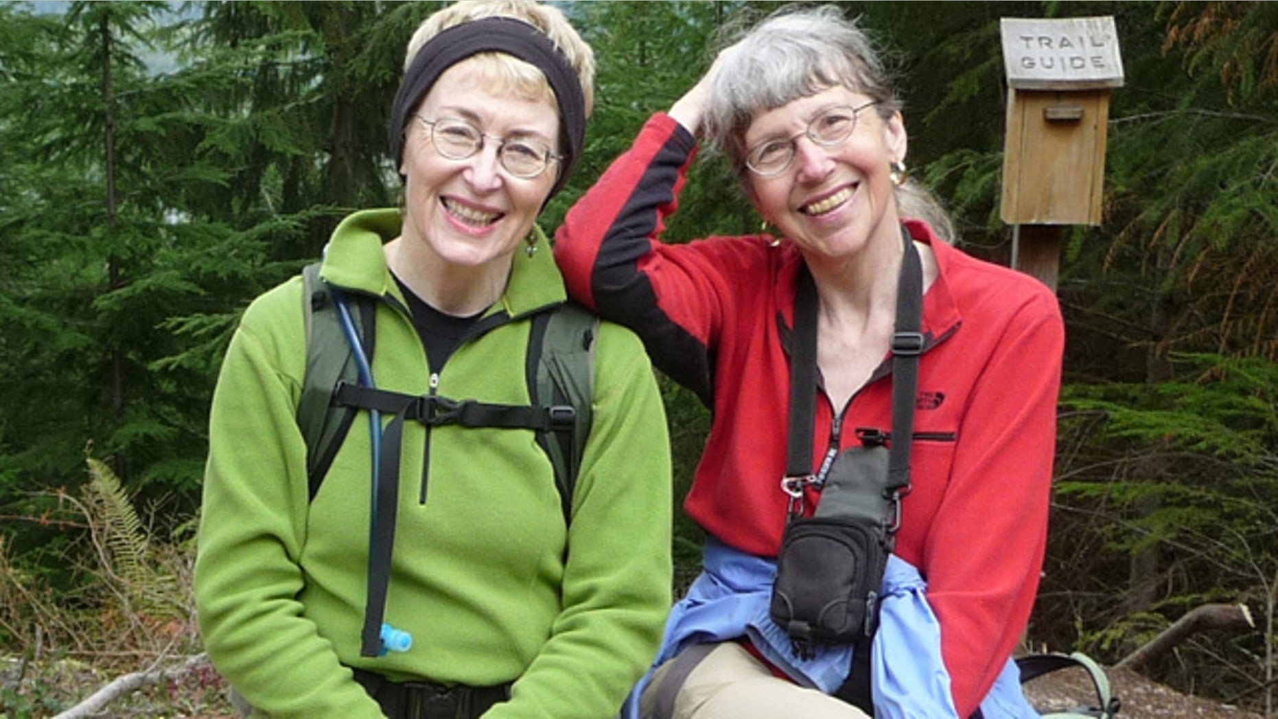 This undated image provided by Lola Kemp shows missing hiker Karen Sykes, right, with her friend Lola Kemp. (AP Photo/Lola Kemp)