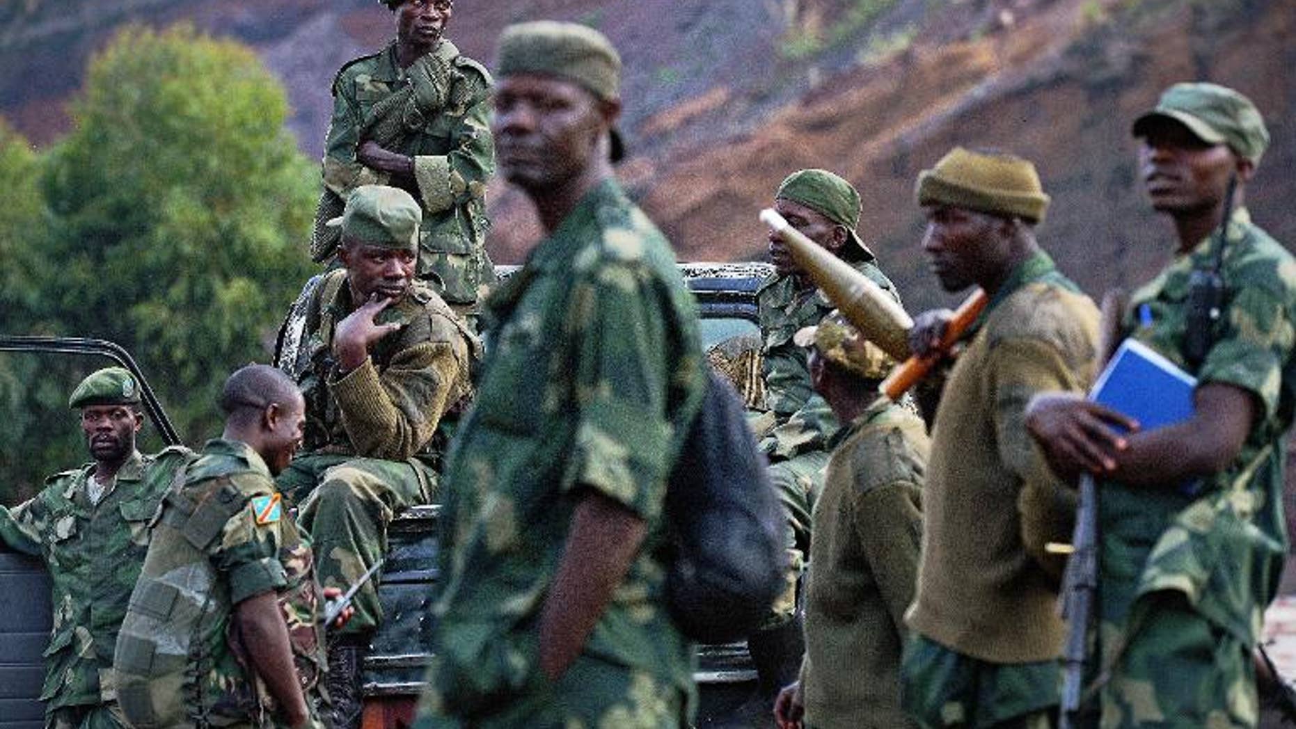 Democratic Republic of Congo (FARDC) soldiers near Kibati on September 4, 2013.