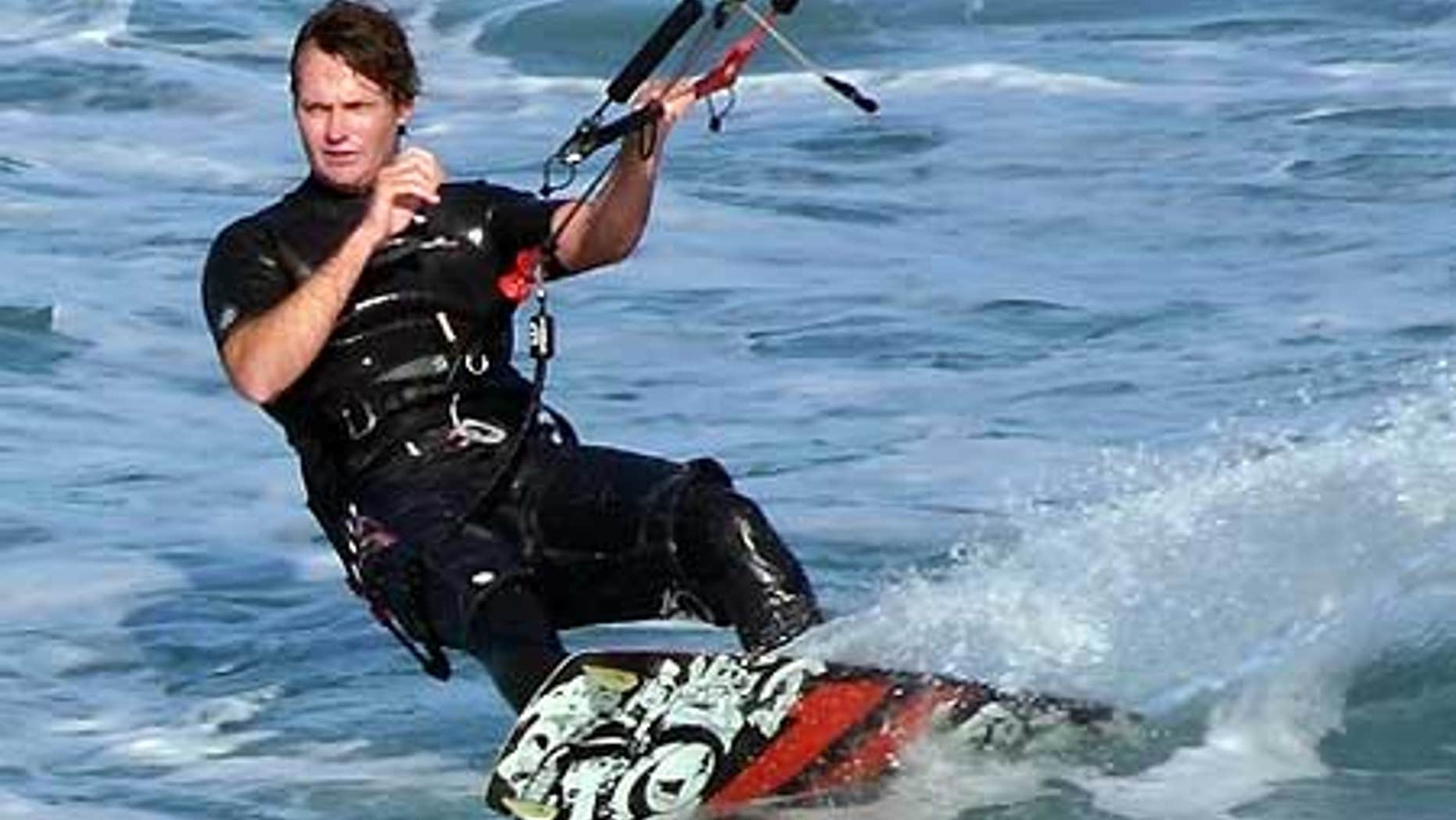 Stephen Schafer kitesurfing in 2007.