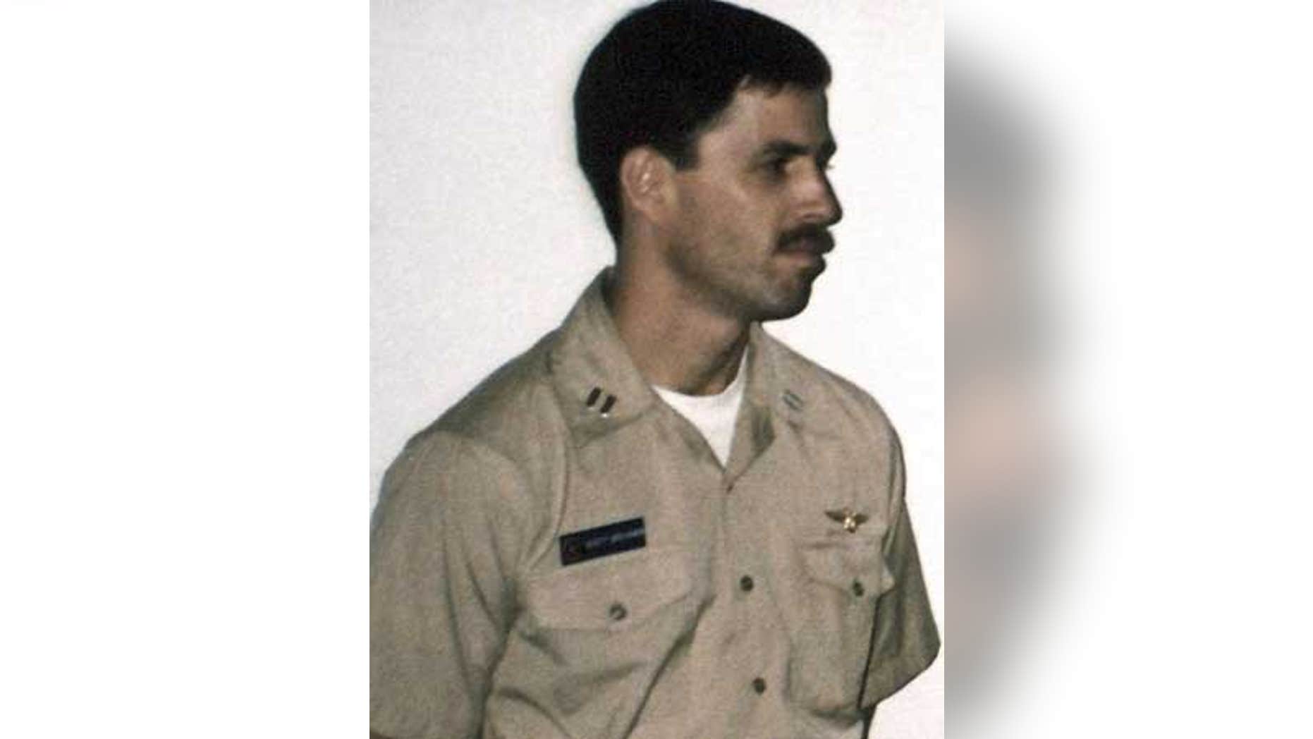 June 18, 1990: Michael 'Scott' Speicher aboard the carrier USS Saratoga when he was promoted to Lt. Commander.
