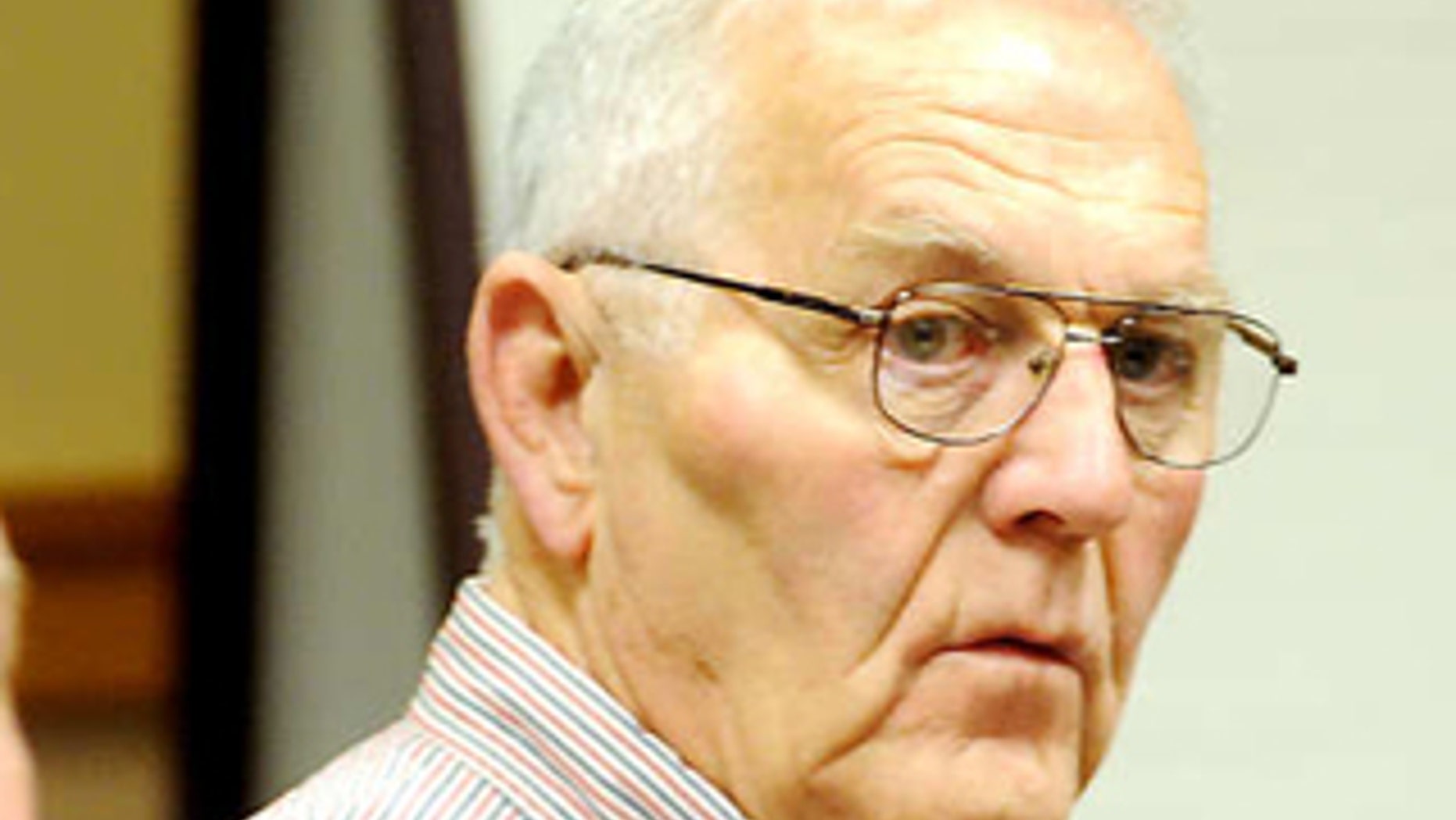 Austin "Jack" DeCoster, right, sits with Timothy O'Brien, a lawyer representing Maine Contract Farming, LLC, in 10 counts of animal cruelty stemming from an undercover investigation in 2009 by Mercy For Animals at the Turner egg farm. Maine Contract Farming, LLC, has agreed to pay $134,674.11 in fines, restitutions, and aid to inspectors after pleading guilty to the charges.
