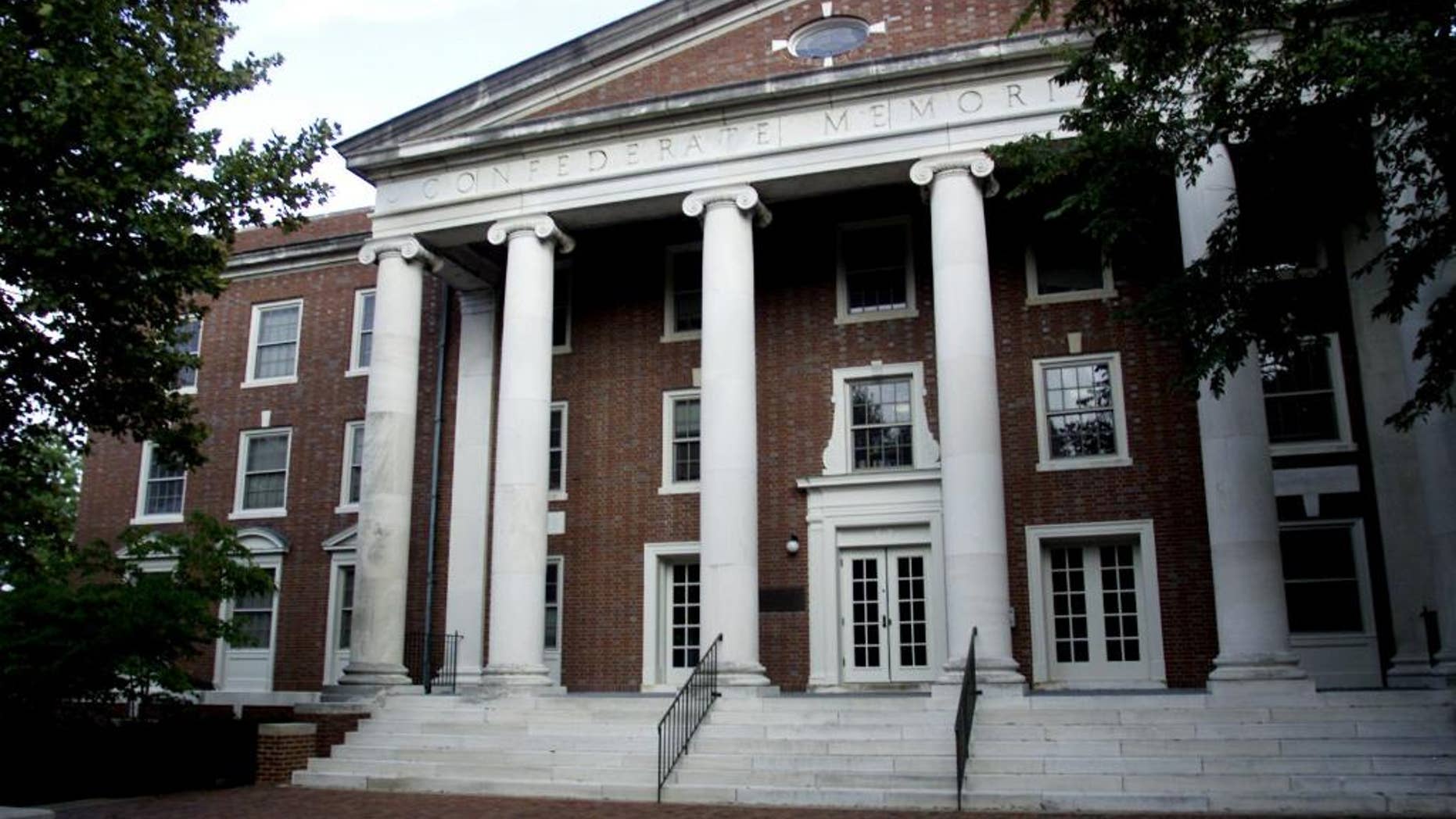 FILE - This Sept. 30, 2003, file photo, shows the exterior of a dormitory at Vanderbilt University in Nashville, Tenn., is inscribed with the name Confederate Memorial Hall. The private university announced on Monday, Aug. 15, 2016, that it has struck an agreement to pay $1.2 million to United Daughters of the Confederacy to remove the name from the building. (AP Photo/The Tennessean, Ricky Rogers, File)