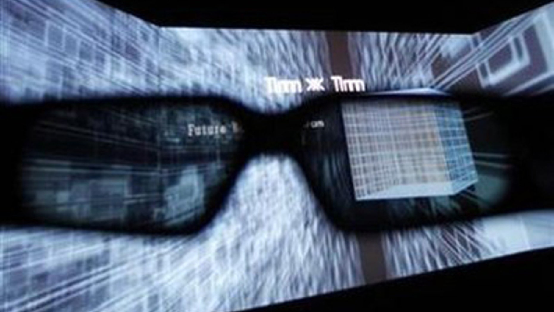 June 23, 2010: A 3D display is seen through glasses during a demonstration by virtual reality content and technology provider Solidray at the 3D and Virtual Reality Expo in Tokyo.
