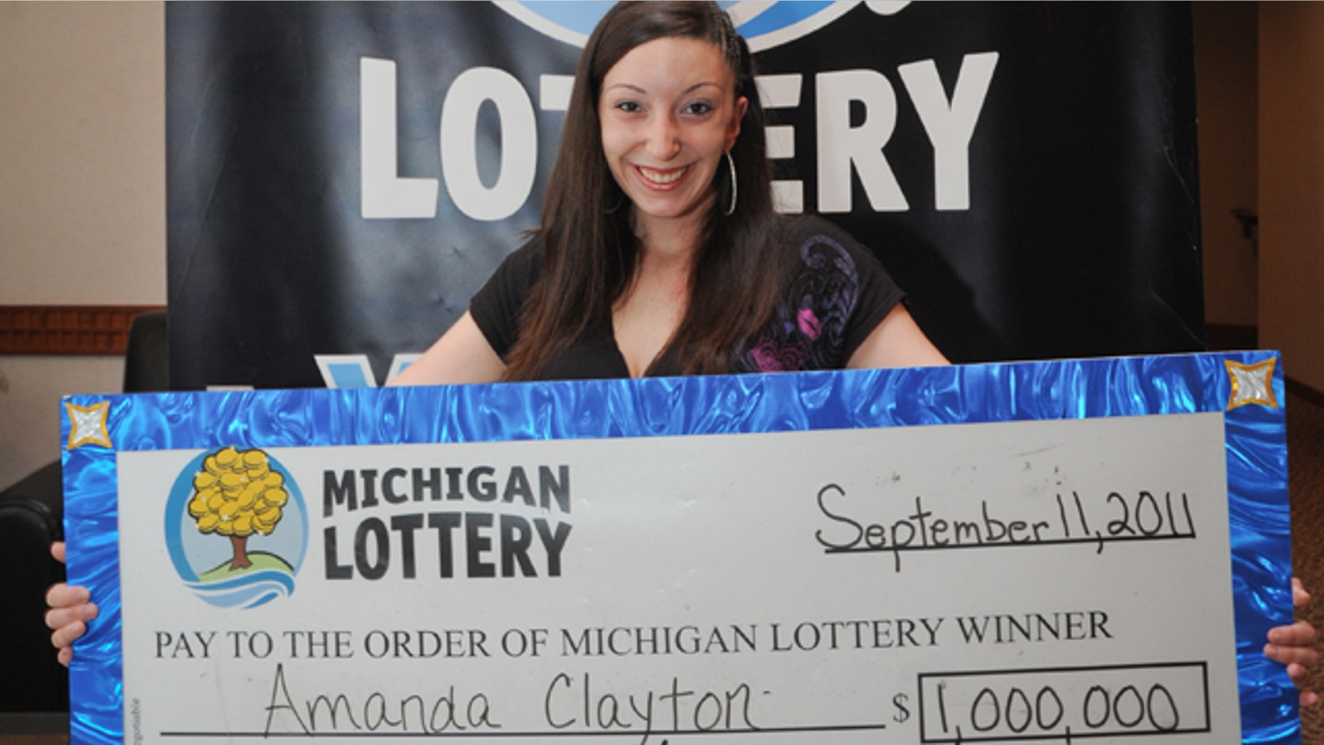 This photo, provided by the Michigan State Lottery, shows 25-year-old Amanda Clayton.
