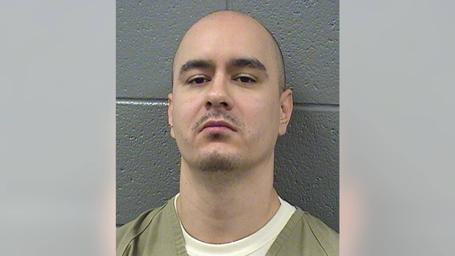 This undated photo provided by the Cook County Sheriff's Department shows Thaddeus Jimenez. Jimenez, who won a $25 million award in 2012 for a wrongful murder conviction only to spend it on rebuilding his Simon City Royals street gang was sentenced to nine years in prison by a federal judge Thursday March. 9, 2017, in Chicago. U.S. District Judge Harry Leinenweber sentenced Jimenez after prosecutors showed a video of Jimenez calmly shooting a former gang member in both legs. (Cook County Sheriff's Department via AP)