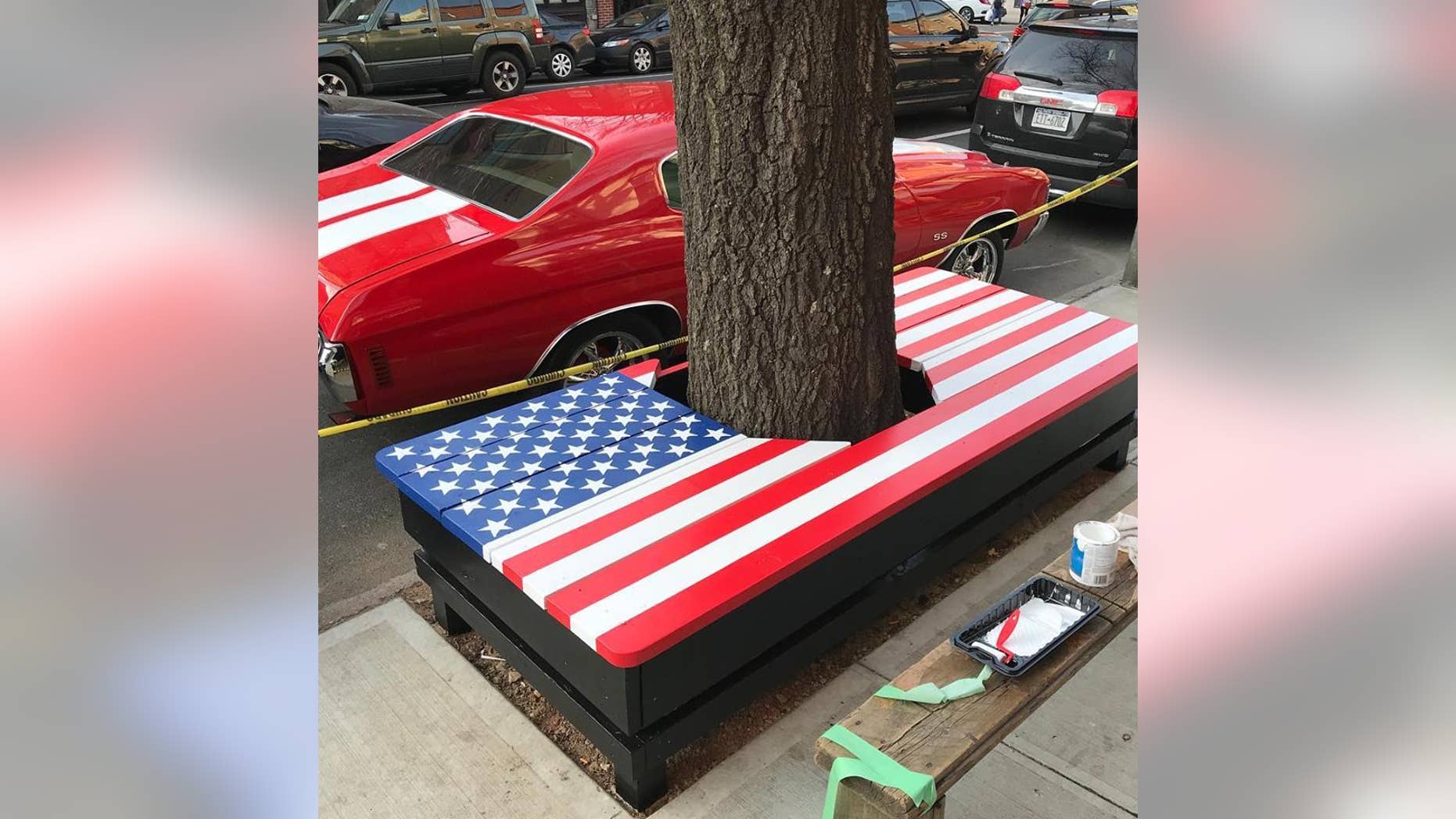 New York City's Department of Transportation told Post 1833 earlier in June that it received a complaint regarding the American flag bench that was built around a tree outside of the legion, and that it needed to be removed. The city ultimately rescinded the removal order.