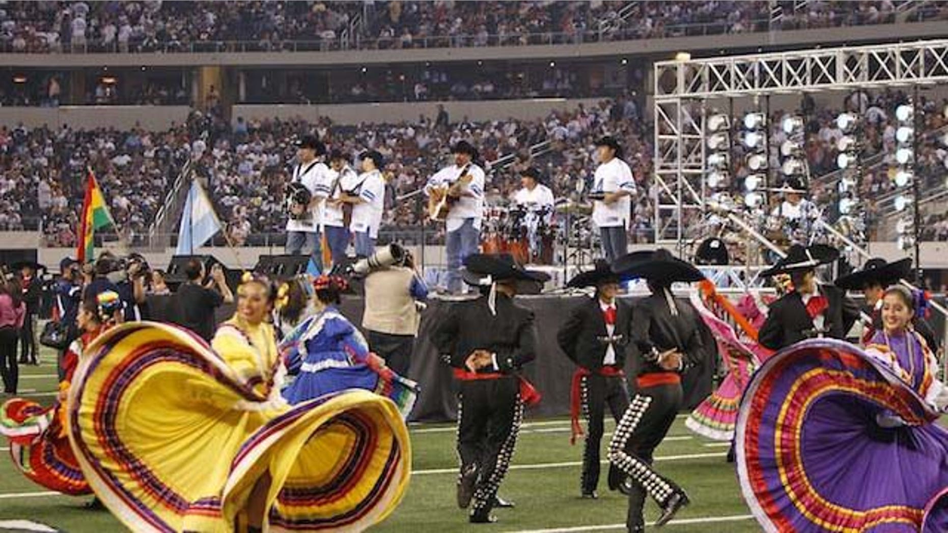 Sept. 27, 2011: 'Intocable' performs at the Dallas Cowboys stadium on Tuesday in Dallas, Texas.
