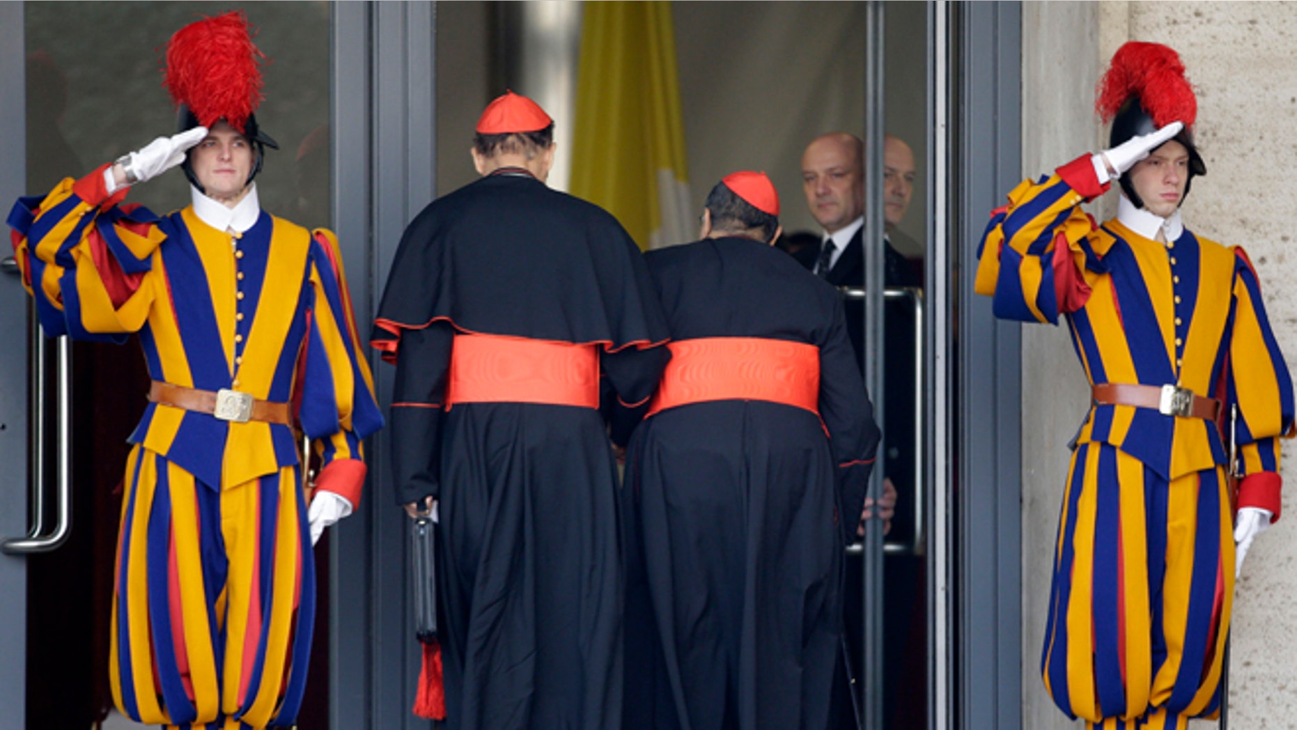 March 5, 2013: Cardinals arrive for a meeting, at the Vatican. Tuesday brought a second day of pre-conclave meetings with cardinals to organize the election process and get to know one another.