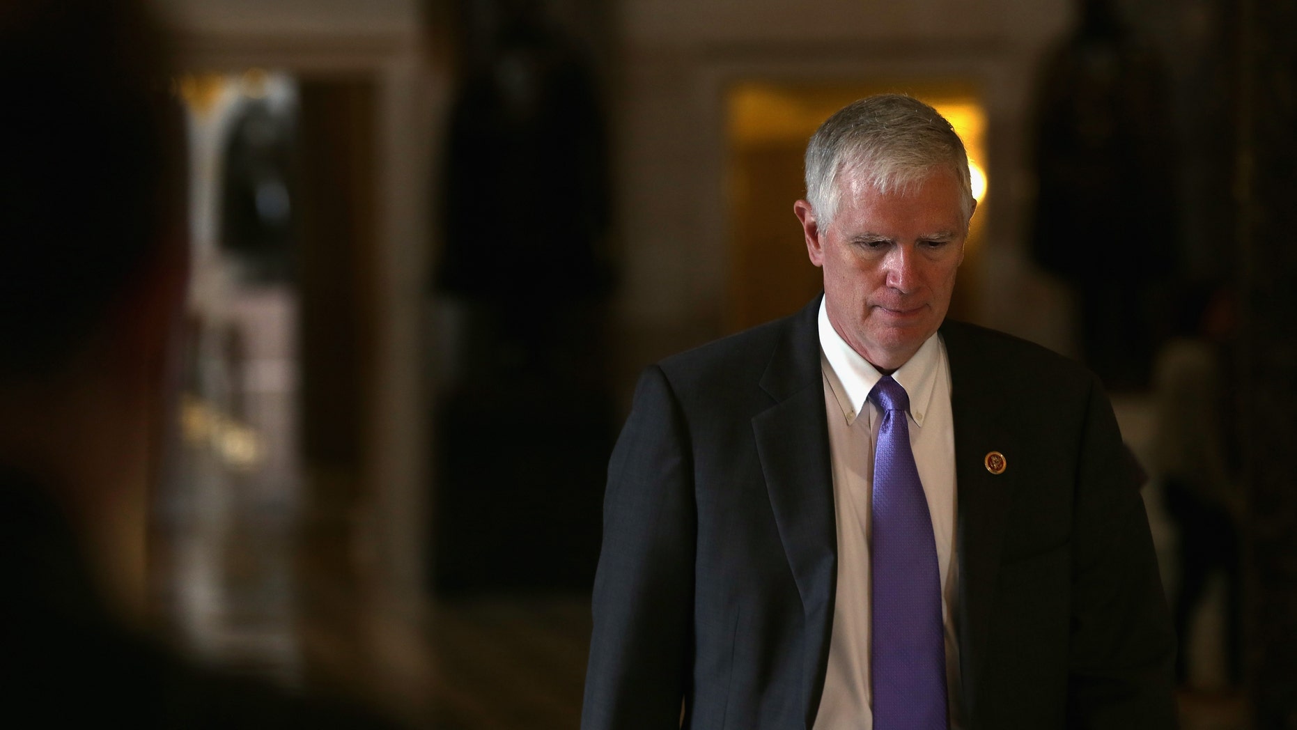 WASHINGTON, DC - SEPTEMBER 28: U.S. Rep. Mo Brooks (R-AL) on his way to the House Chamber for a procedural vote on the House floor September 28, 2013 on Capitol Hill in Washington, DC. The House will vote later today on two amendments to the Senate-passed continuing resolution that will keep the government running. (Photo by Alex Wong/Getty Images)