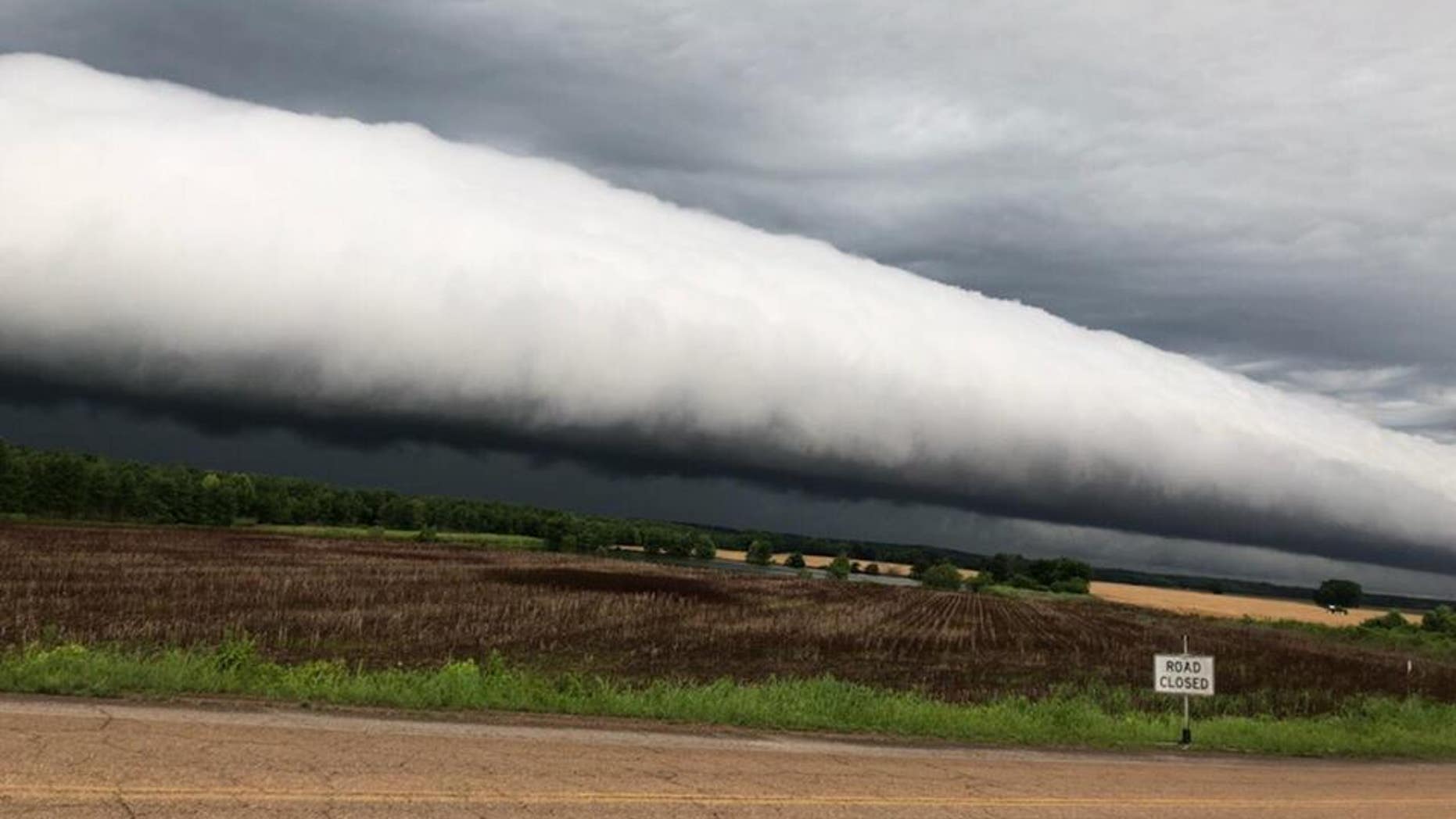 Colby Hutton, of Adamsville, Tennessee, snapped a picture of a roll cloud after a thunderstorm struck.