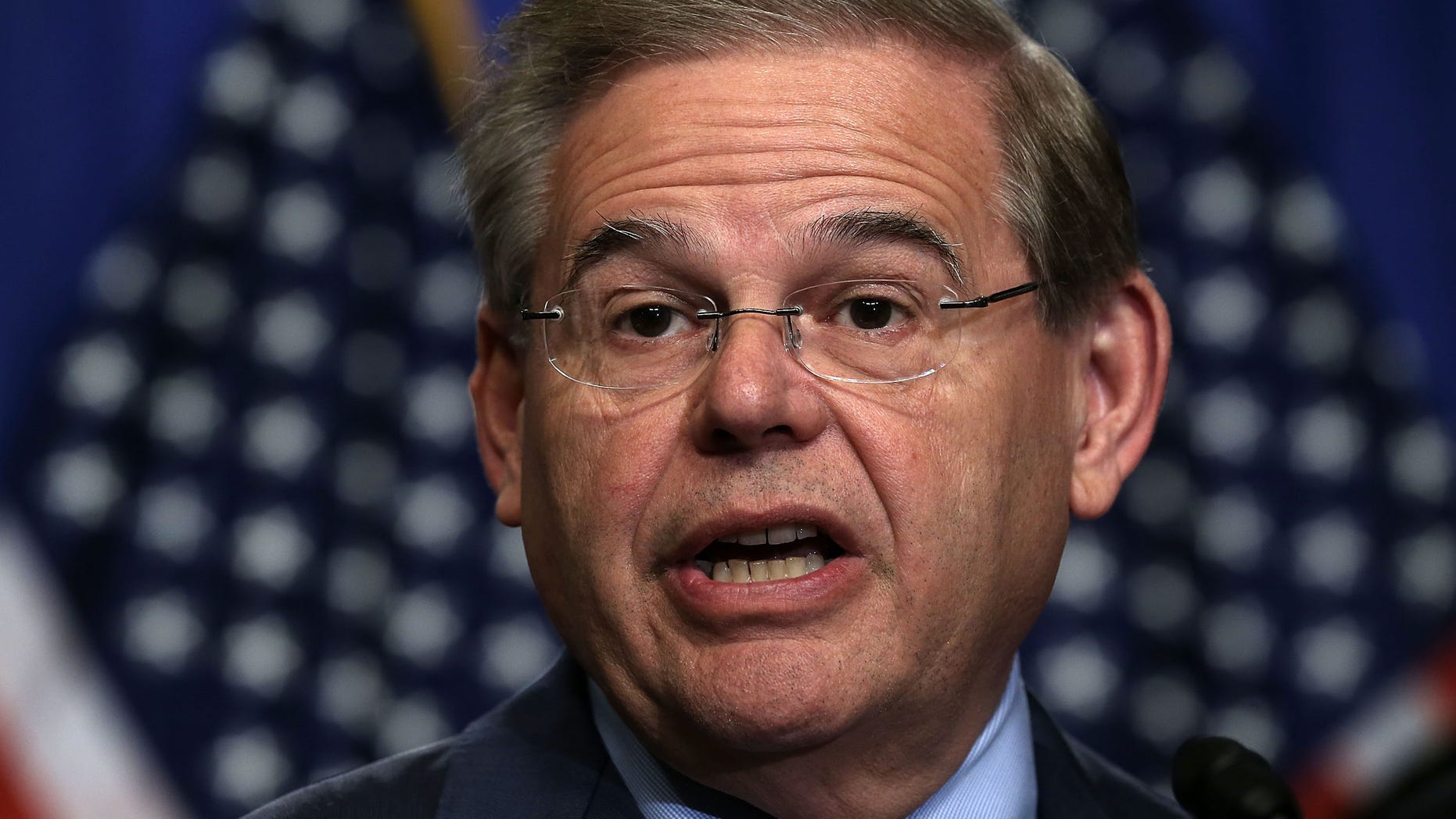 WASHINGTON, DC - APRIL 18: U.S. Sen. Bob Menendez (D-NJ) speaks during a news conference on immigration reform April 18, 2013 on Capitol Hill in Washington, DC. The senator discussed on the "Border Security, Economic Opportunity, and Immigration Modernization Act" that have been released on Wednesday. (Photo by Alex Wong/Getty Images)