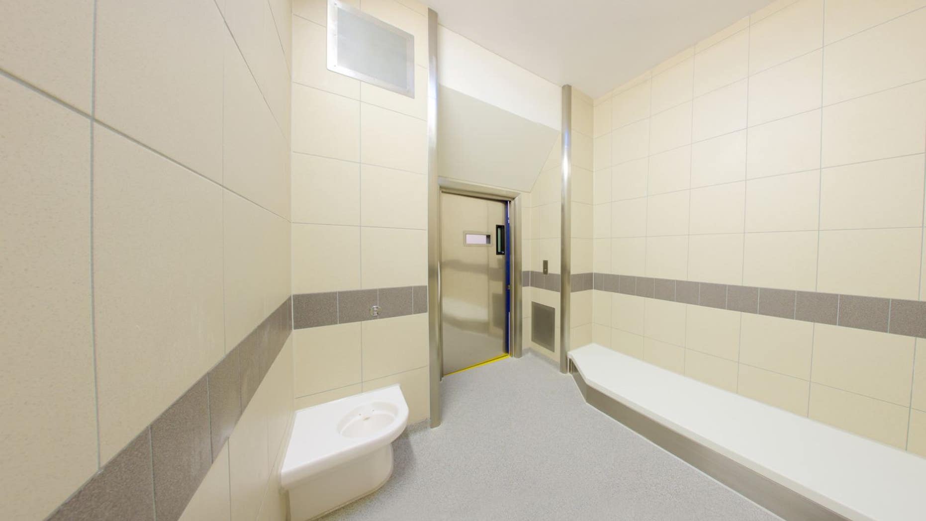 Jail cell at Perry Barr custody suite.