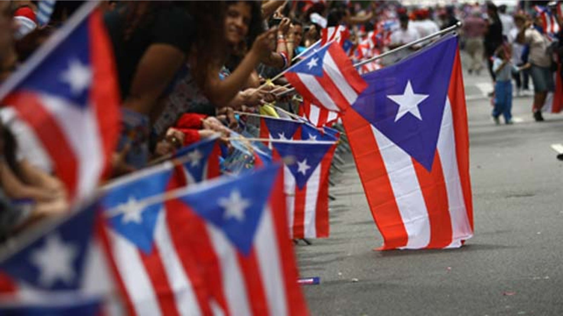 June 14, 2009: Revelers celebrate during the 2009 Puerto Rican Day Parade on the streets of Manhattan in New York City.