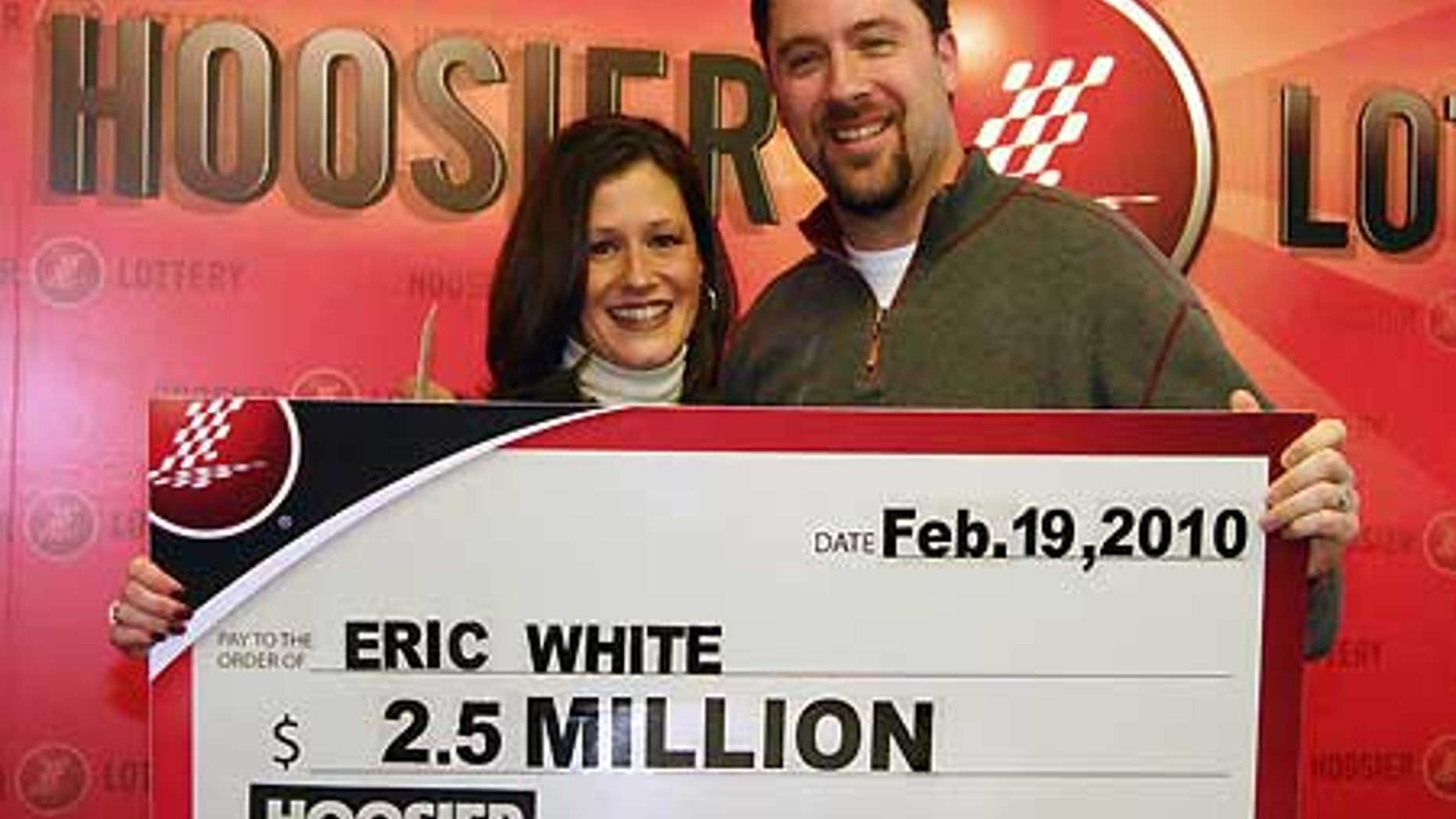 Feb. 19: This picture provided by the Hoosier Lottery shows Lori and Eric White in Indianapolis.
