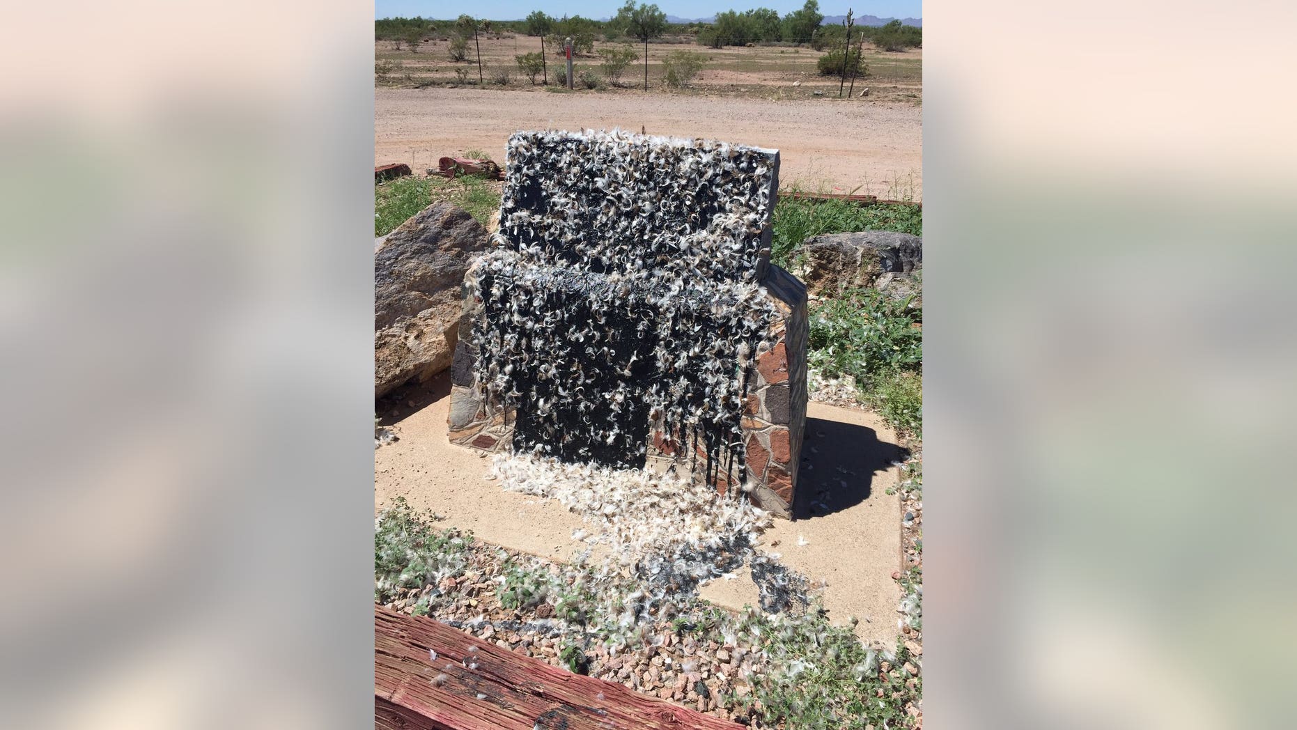 A Confederate monument located on a highway in Arizona was vandalized, tarred and feathered.