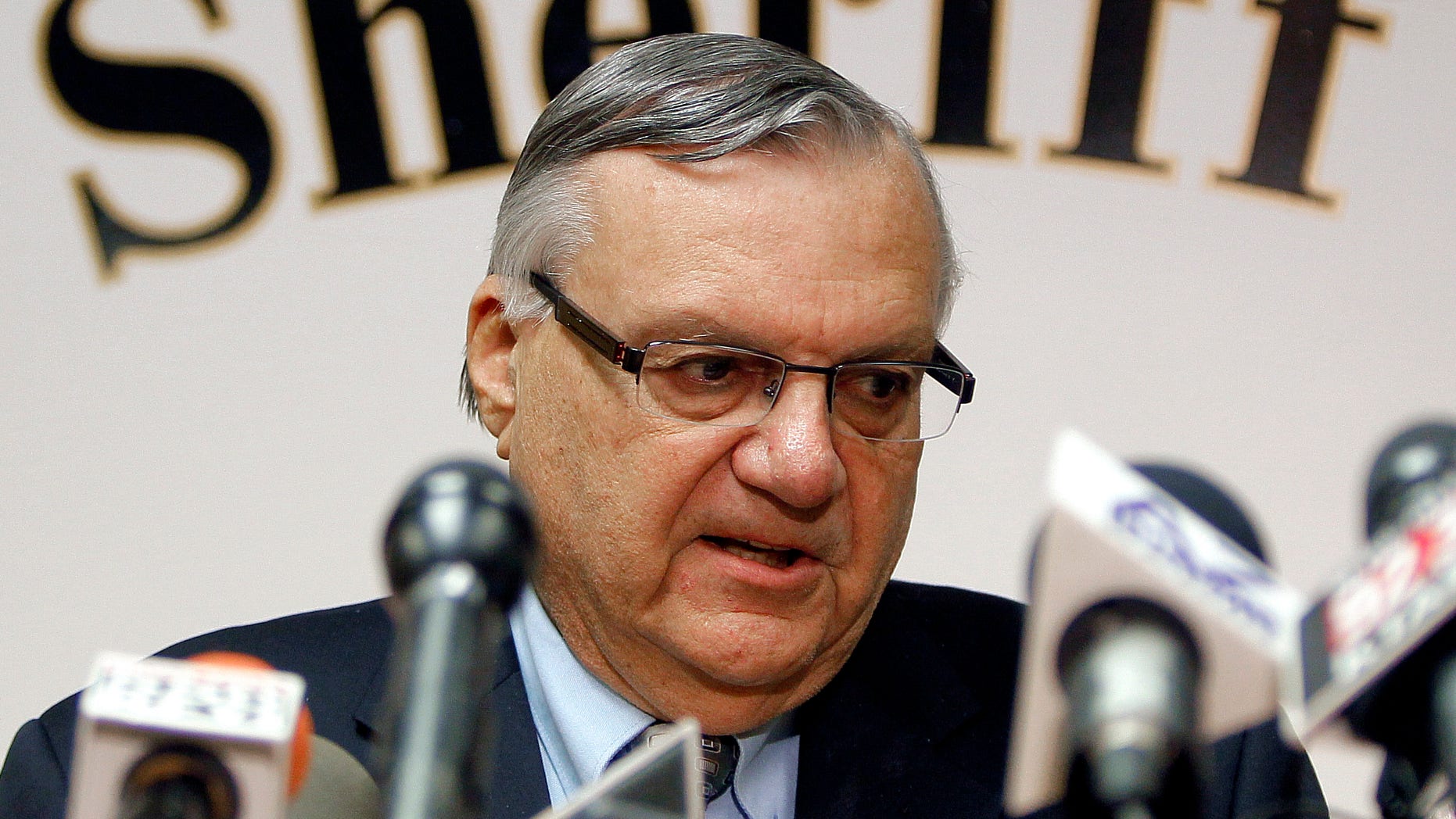 FILE: January 2012:: Maricopa County Sheriff Joe Arpaio conducts a news conference in Phoenix.