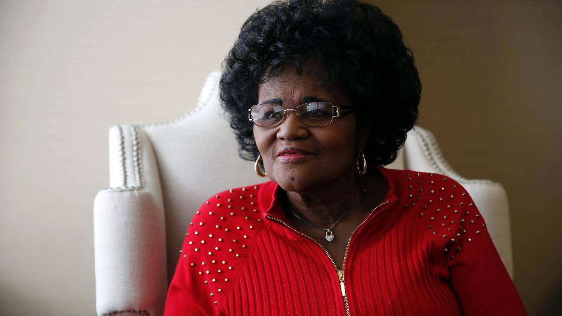 FILE - In this April 29, 2015 photo Zella Jackson Price sits in her attorney's office in Clayton, Mo. On Friday, Aug. 14, 2015, a U.S. attorney said recently discovered medical files further dispute Price's allegations that her baby was stolen from a hospital five decades ago and a federal investigation into the matter has now been closed. (AP Photo/Jeff Roberson, File)