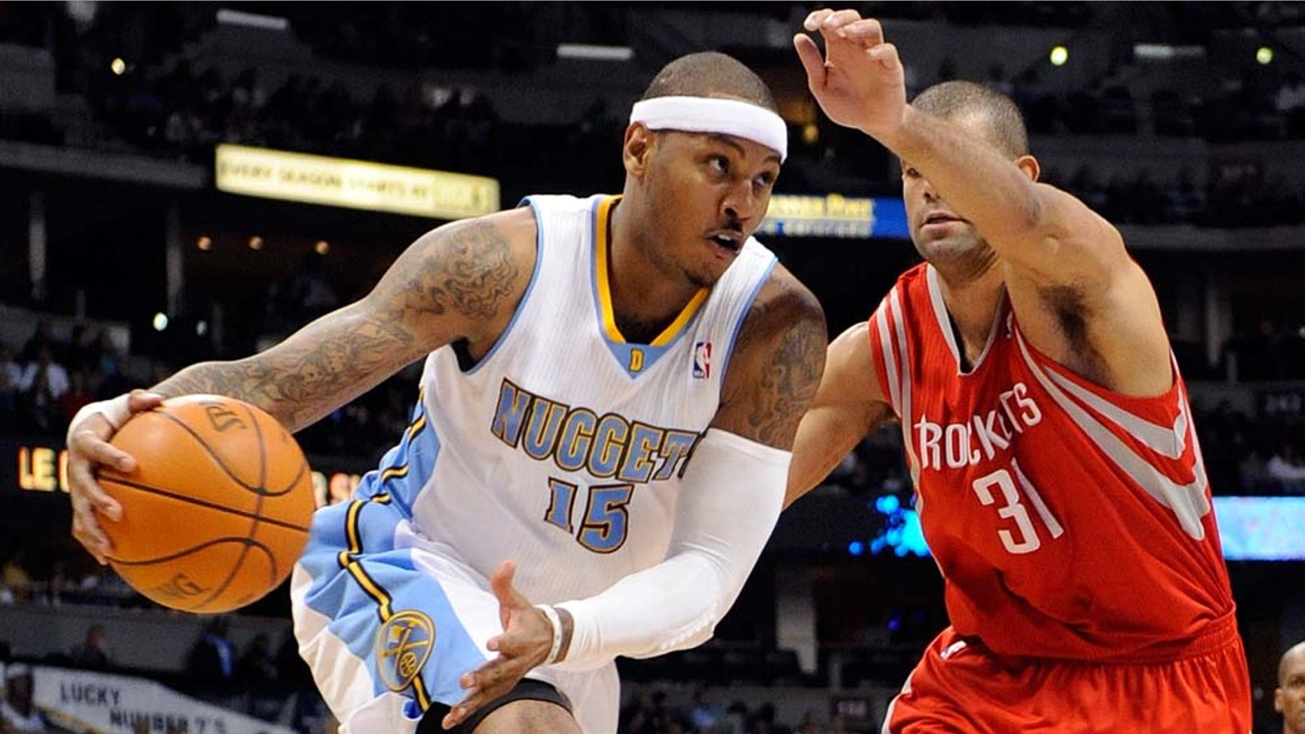 during the third quarter of an NBA basketball game Monday, Jan. 3, 2011, in Denver. (AP Photo/Jack Dempsey)