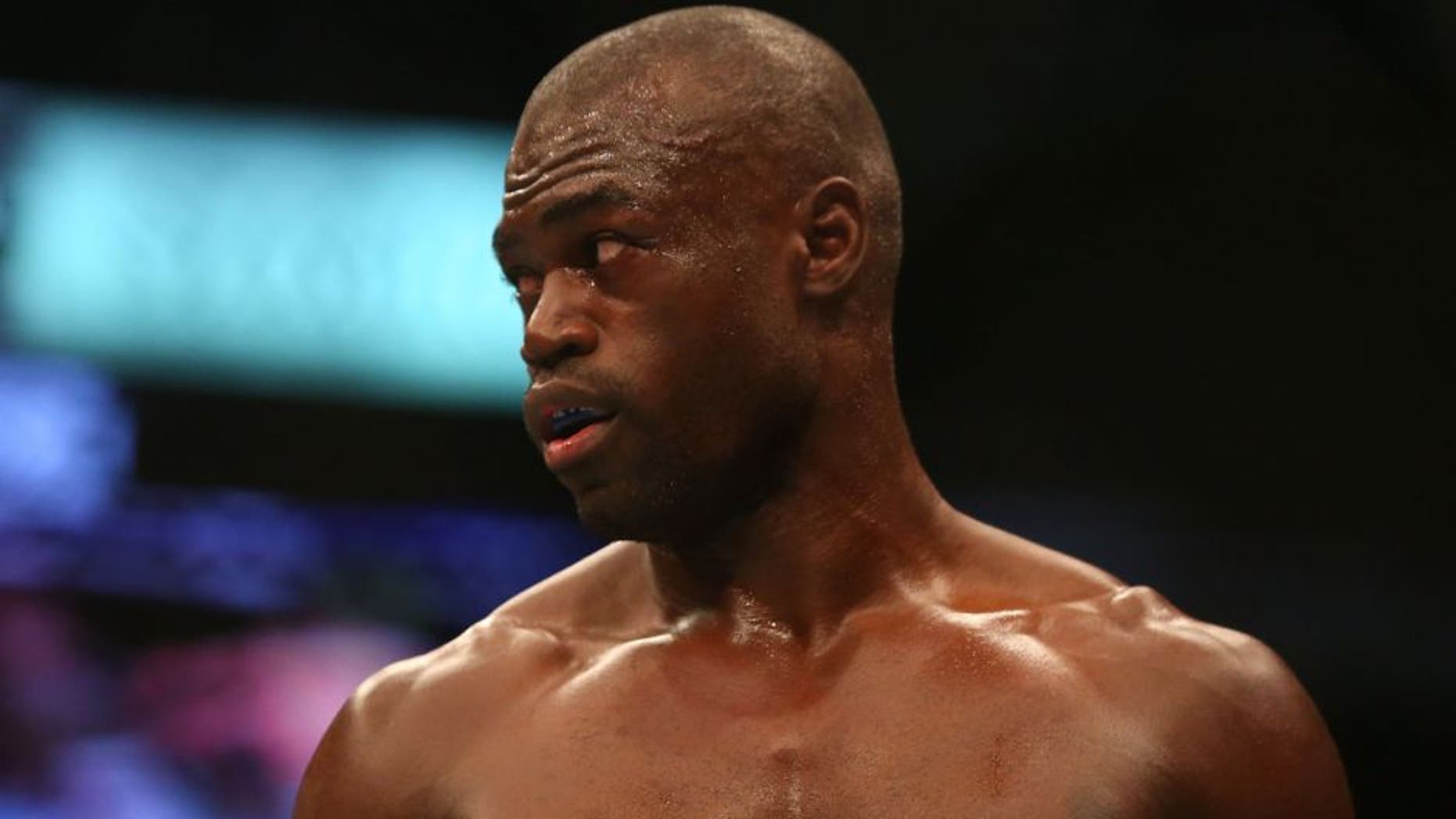 MELBOURNE, AUSTRALIA - NOVEMBER 15: Uriah Hall of Jamaica looks on during his bout against Robert Whittaker of New Zealand in their middleweight bout during the UFC 193 event at Etihad Stadium on November 15, 2015 in Melbourne, Australia. (Photo by Quinn Rooney/Getty Images)