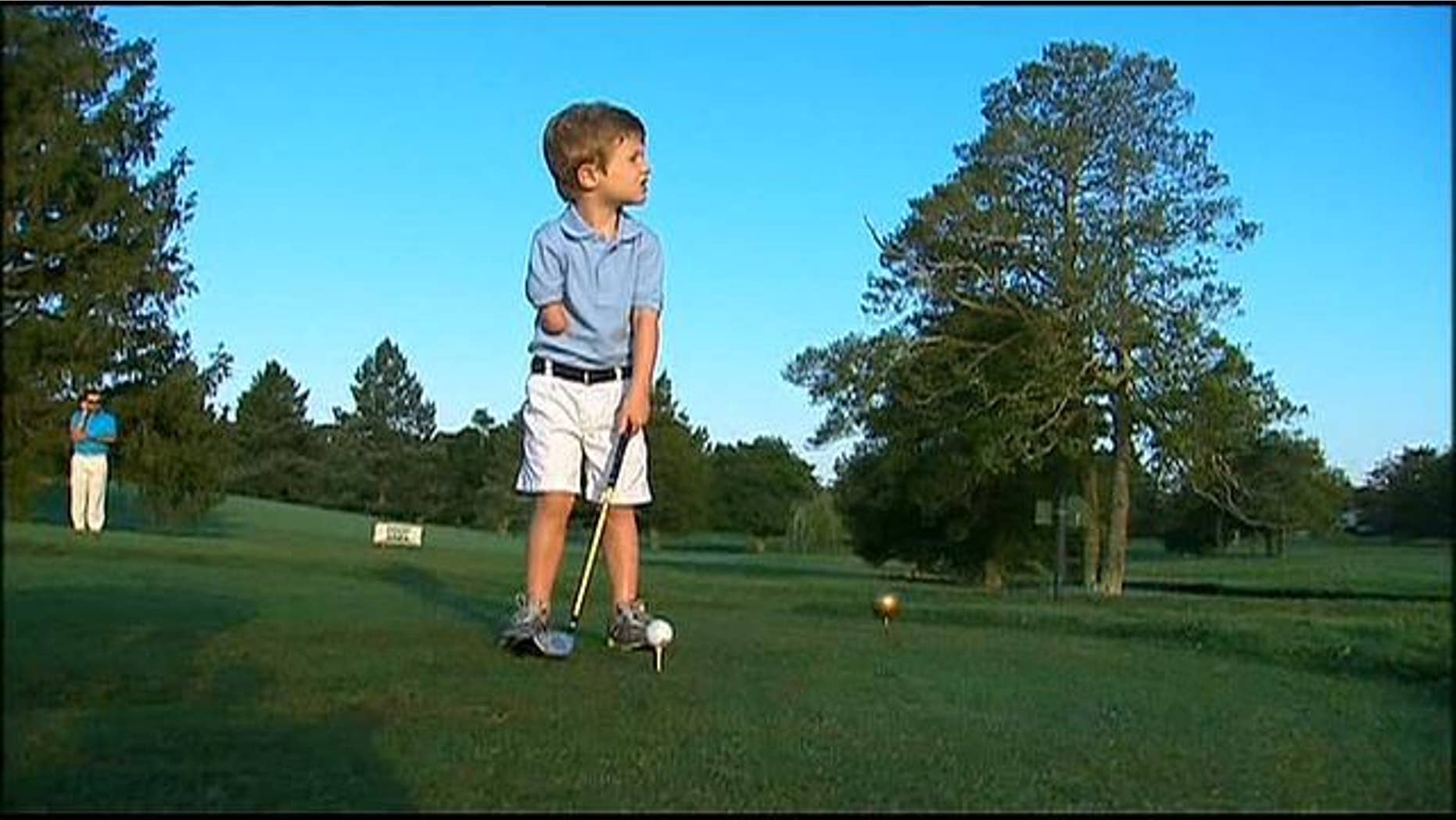 3-year-old Tommy Morrissey won't let the fact that he only has one arm stand in the way of his golf game.