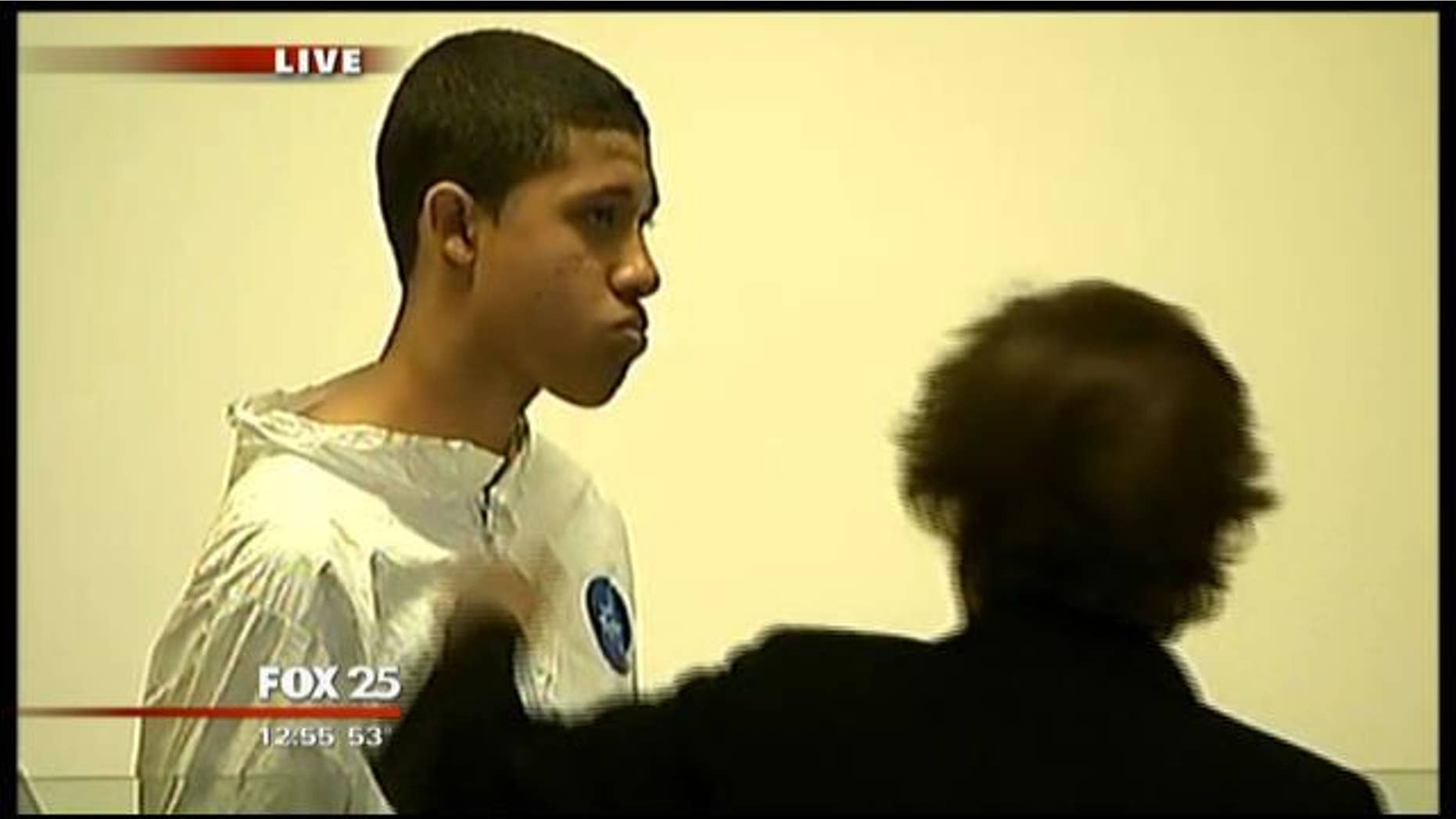 July 9, 2014: Philip Chism listens as a grand jury indicts him on charges connected to an alleged attack on a Massachusetts state worker last month (MyFoxBoston.com)