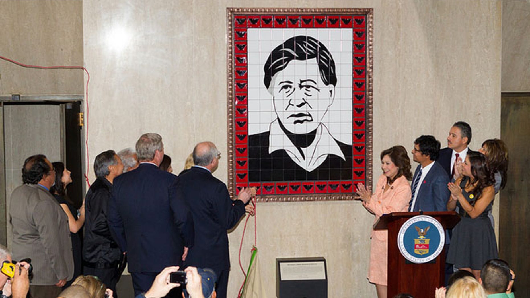 26 March 2012 - Washington, DC - Secretary of Labor Hilda L. Solis hosted the Induction of the Farm Worker Movement into the Labor Hall of Honor in the Great Hall and then proceeded to name and unveil the Cesar E. Chavez Memorial Auditorium. Family members from the Chavez family were on hand as well as Secretary of the Interior Ken Salazar and Secretary of Agriculture Tom Vilsack.