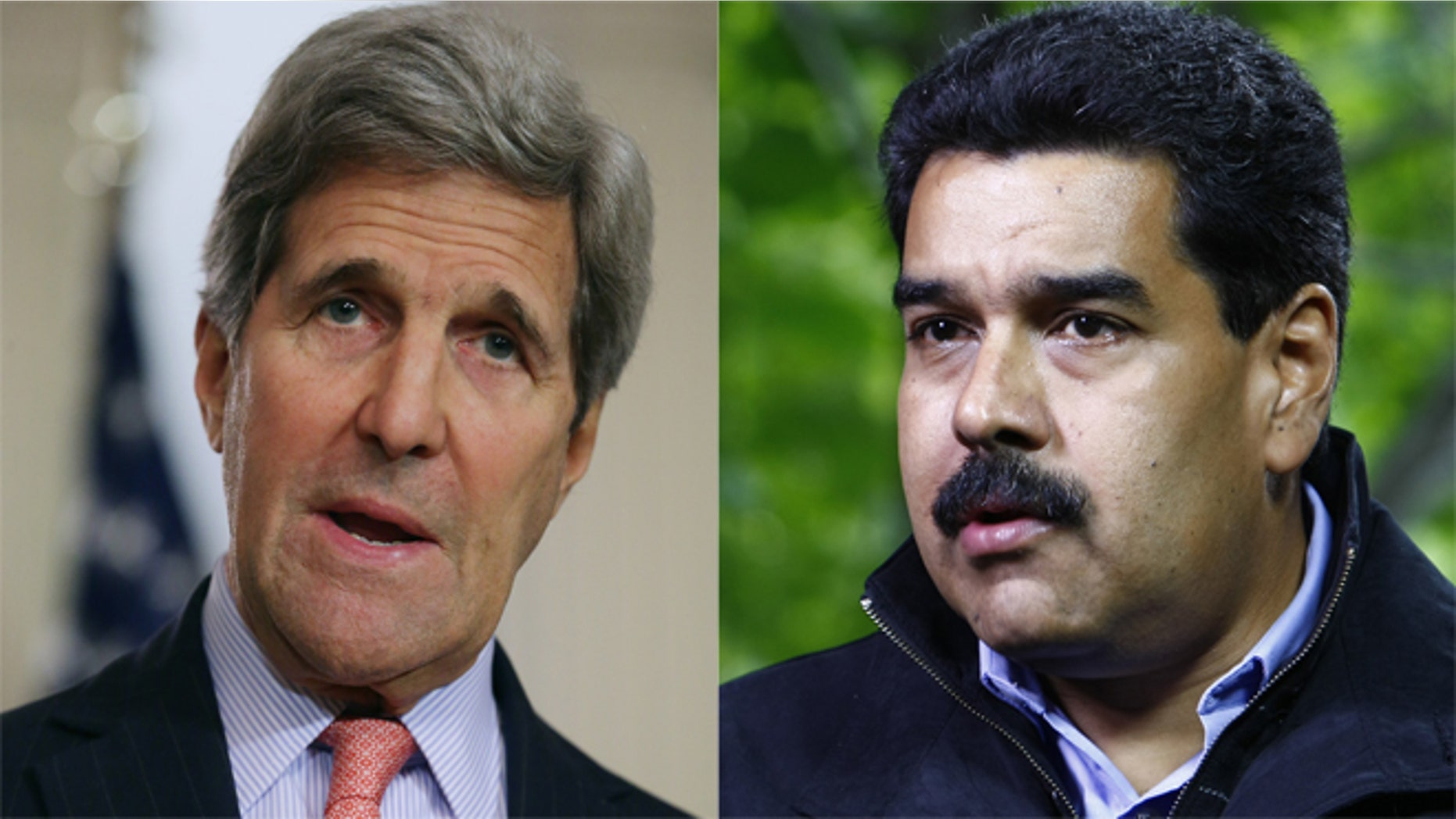 left: Secretary of State John Kerry; right: Venezuelan President Nicolas Maduro