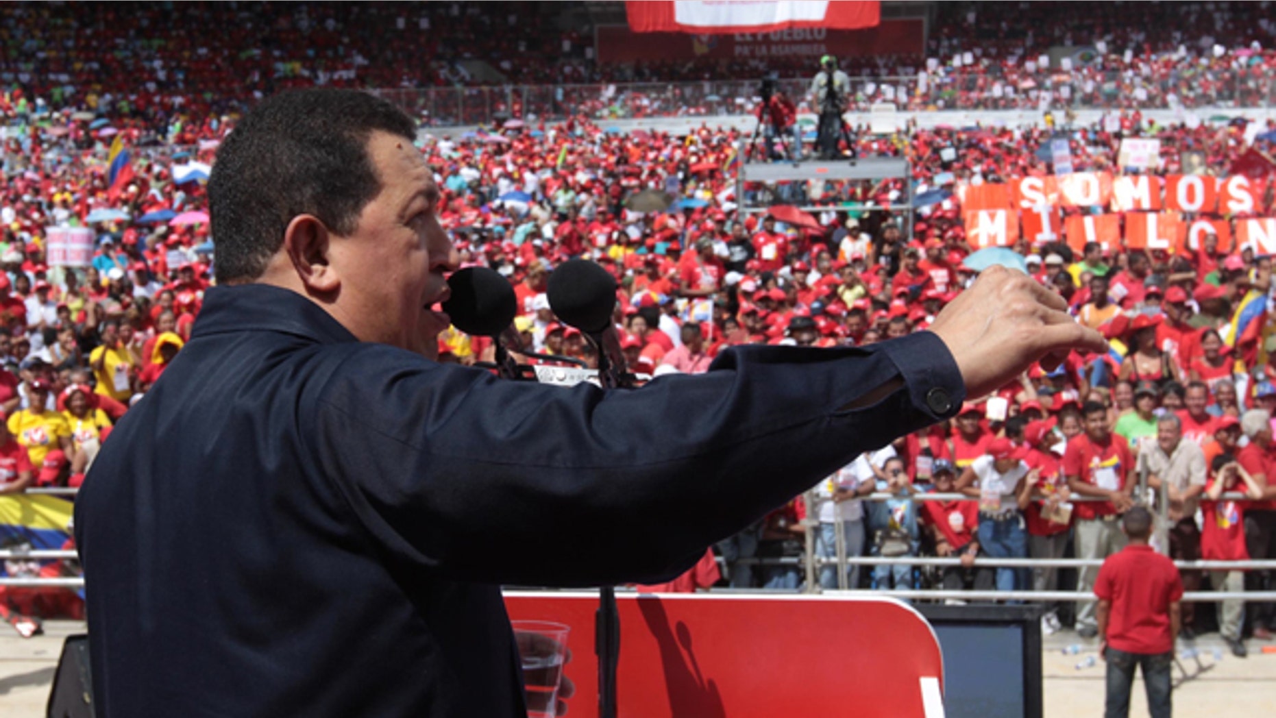 July 25, 2010: Venezuela's President Hugo Chavez speaks to members of his party at a campaign rally for upcoming congressional elections in Caracas.