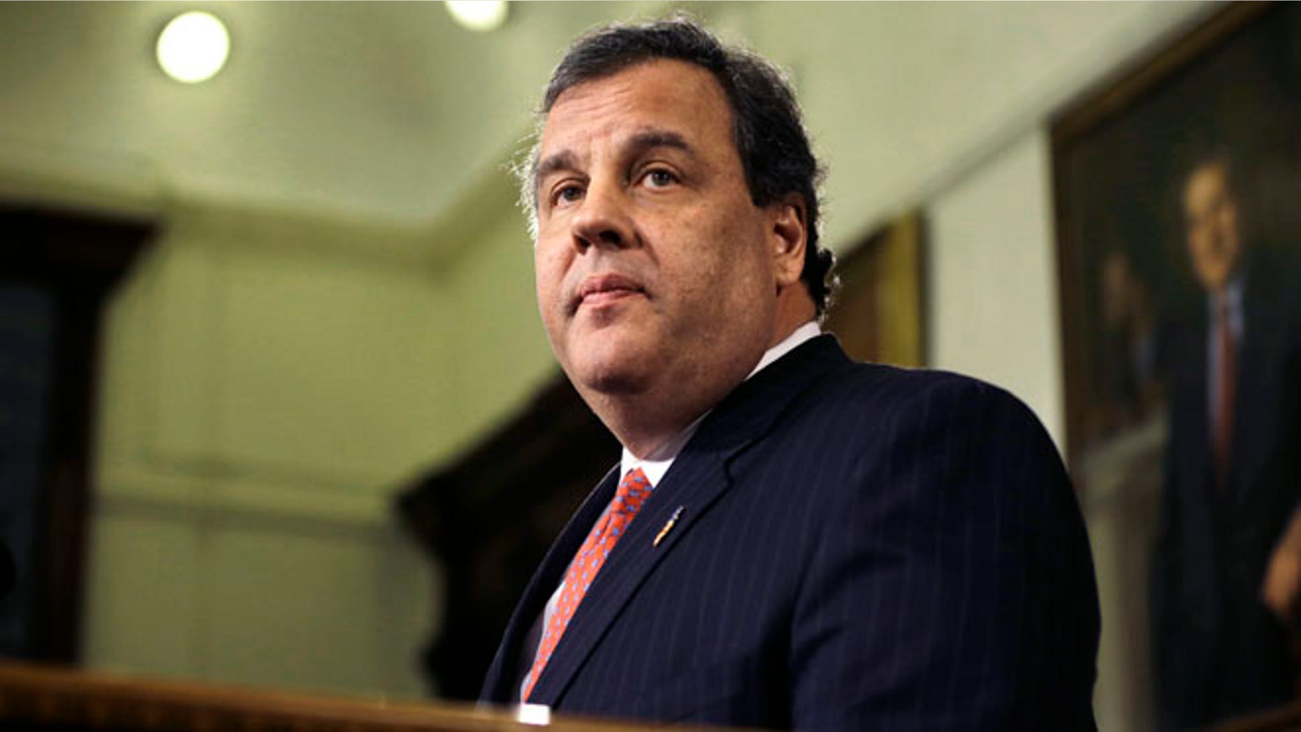 Then-New Jersey Gov. Chris Christie speaks during a news conference on Jan. 9, 2014, at the Statehouse in Trenton, N.J.