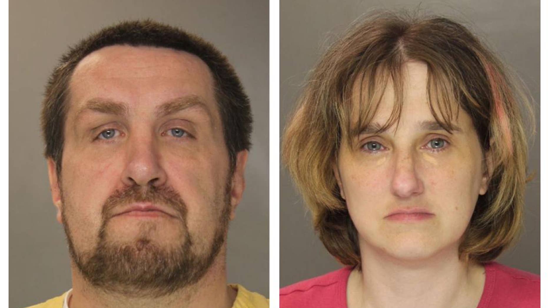 In this undated combination of photos provided by the Harrisburg Police Department Jarrod Tutko and his wife Kimberly are shown. A preliminary hearing is scheduled Thursday, Oct. 30, 2014 for couple, charged with homicide in the starvation death of their 9-year-old son, whose decomposing body was found when police were called to their Harrisburg home two months ago. (AP Photo/Harrisburg Police Department)
