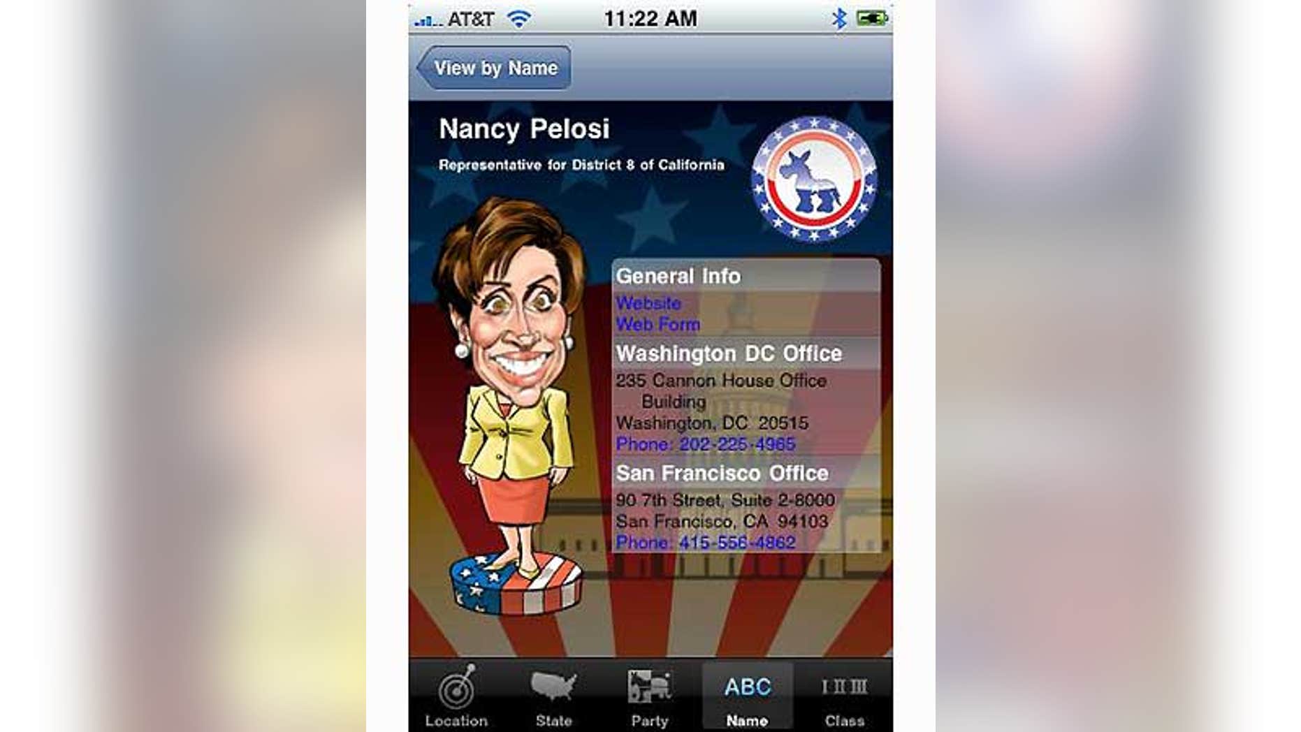 A conservative filmmaker in Hollywood thought he had developed a worthwhile iPhone app: a telephone directory listing every U.S. senator and congressman, with caricatures of the legislators drawn by an artist.