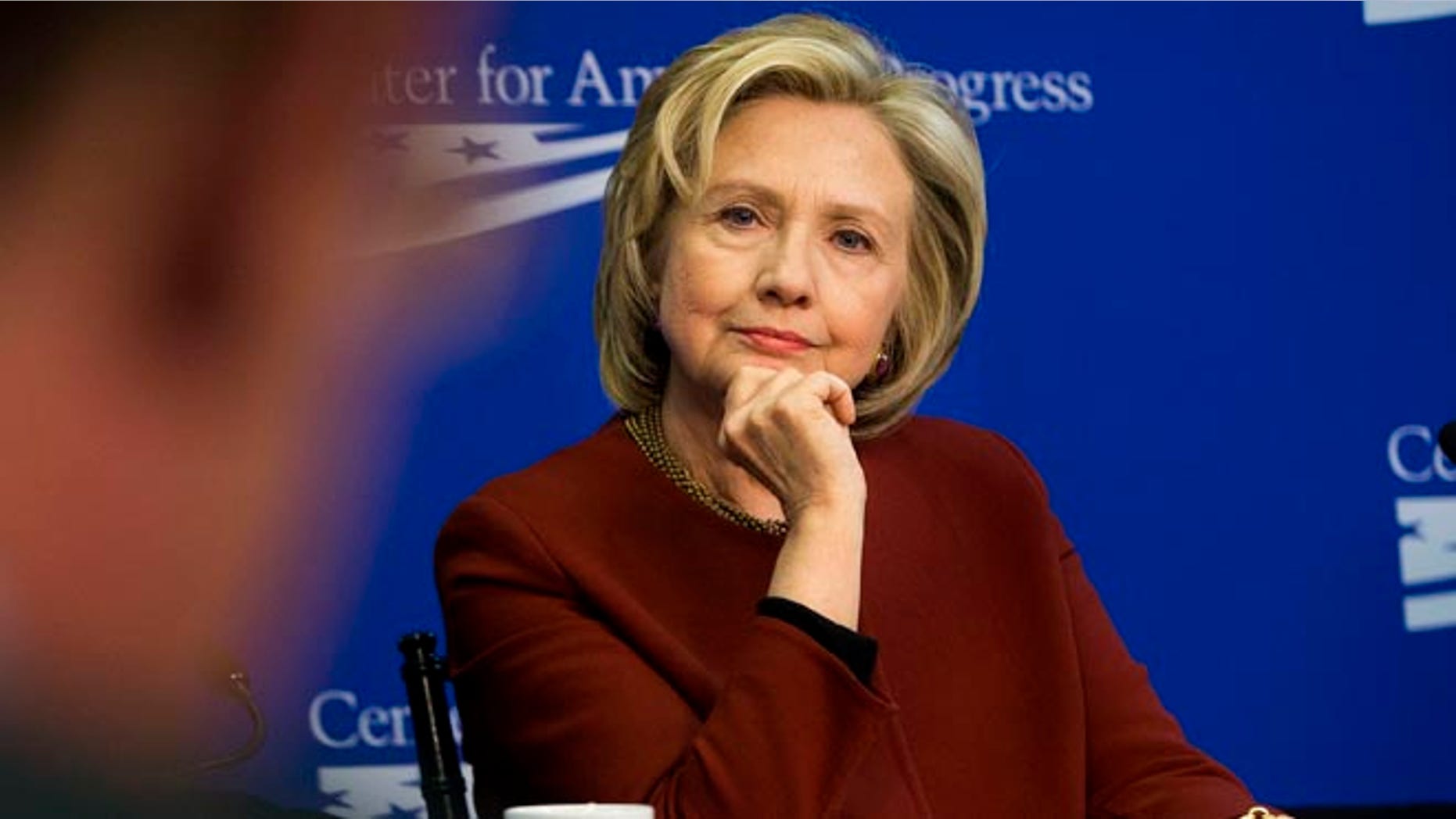 In this photo taken March 23, 2015, former Secretary of State Hillary Rodham Clinton listens during an event hosted by the Center for American Progress (CAP) and the America Federation of State, County and Municipal Employees (AFSCME), in Washington. A final nuclear deal with Iran would enable Clinton to claim a piece of the victory. But if negotiations fall apart or produce an agreement that lets Iran pursue a bomb, Clinton would own a piece of the failure. The likely Democratic presidential candidate and former secretary of state seems well aware of the implications. (AP Photo/Pablo Martinez Monsivais)