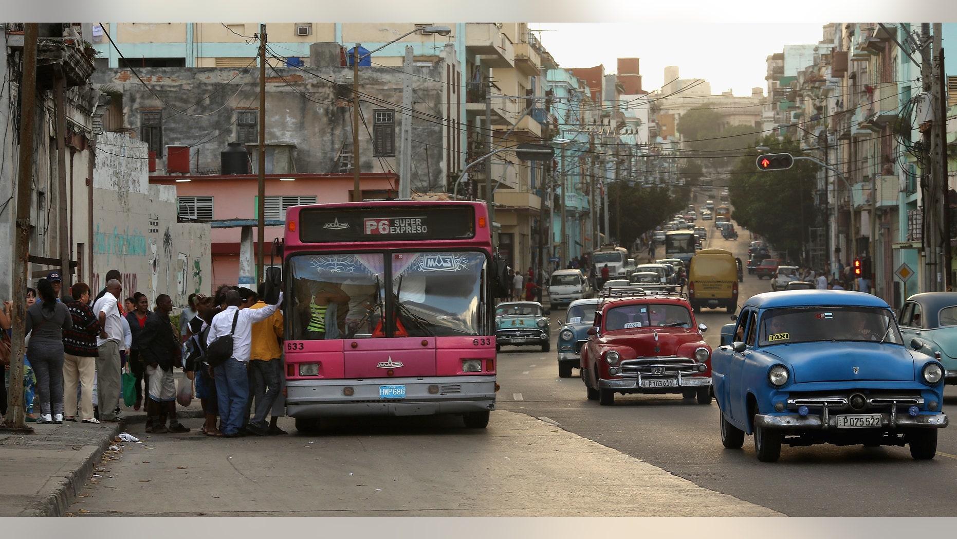 Cuban commuters during the rush home in the Vedado district January 26, 2015 in Havana, Cuba.
