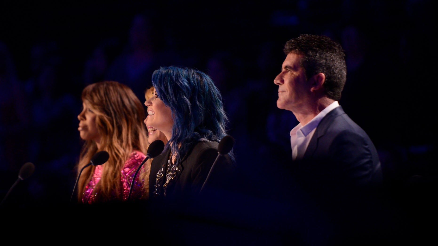 Kelly Rowland, Paulina Rubio, Demi Lovato and Simon Cowell on THE X FACTOR airing Thursday Nov. 21, 2013.