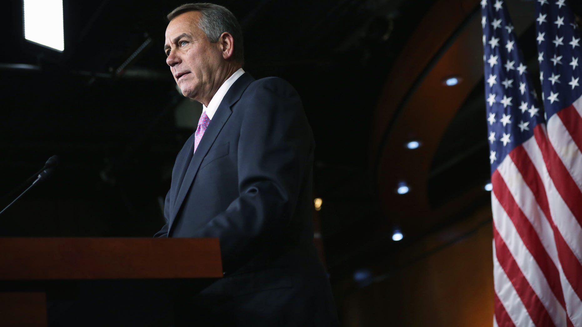 WASHINGTON, DC - FEBRUARY 06: U.S. Speaker of the House Rep. John Boehner (R-OH) speaks during his weekly news conference February 6, 2014 on Capitol Hill in Washington, DC. Speaker Boehner discussed Republican agenda with members of the media at the news conference. (Photo by Alex Wong/Getty Images)