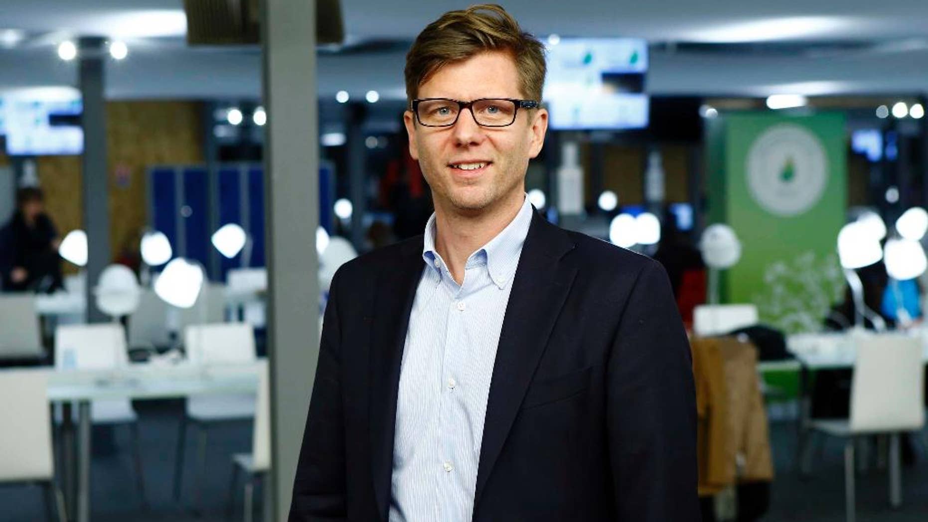 This is a Tuesday, Dec. 1, 2015 image of Associated Press journalist Karl Ritter at the the COP21, United Nations Climate Change Conference, in Le Bourget, outside Paris, Tuesday, Dec. 1, 2015. Ritter, currently AP's bureau chief for the Nordic and Baltic countries and its lead reporter on climate change, has been appointed Southern Europe News Director for the Associated Press. (AP Photo/Francois Mori)