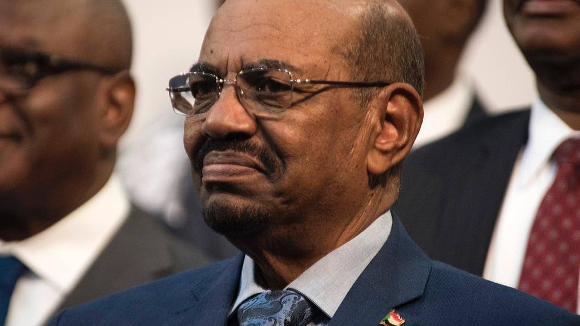 FILE - In this June 14, 2015 file photo, Sudanese President Omar al-Bashir attends the opening session of the AU summit in Johannesburg, South Africa. During an extensive interview Sunday, Feb. 5, 2017, with the Saudi-owned Al-Arabiya TV network, Al-Bashir accused Egyptian intelligence of supporting Sudan’s opposition forces, and vowing to take a border dispute between the two neighbors to the United Nations Security Council if negotiations fail. (AP Photo/Shiraaz Mohamed, File)