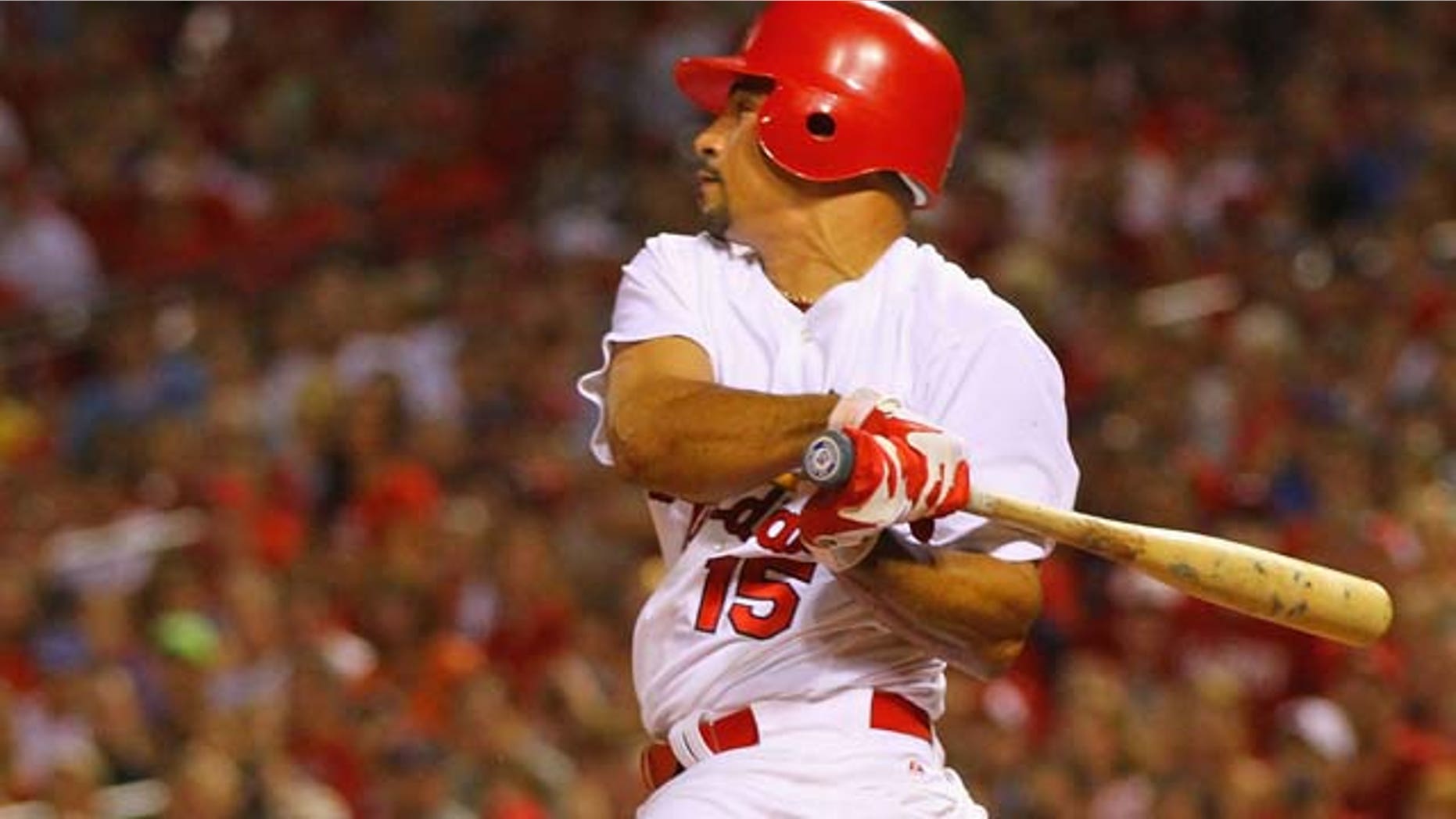 ST. LOUIS, MO - JULY 31: Newly acquired shortstop Rafael Furcal #15 of the St. Louis Cardinals pinch hits against the Chicago Cubs at Busch Stadium on July 31, 2011 in St. Louis, Missouri. The Cubs beat the Cardinals 6-3. (Photo by Dilip Vishwanat/Getty Images)