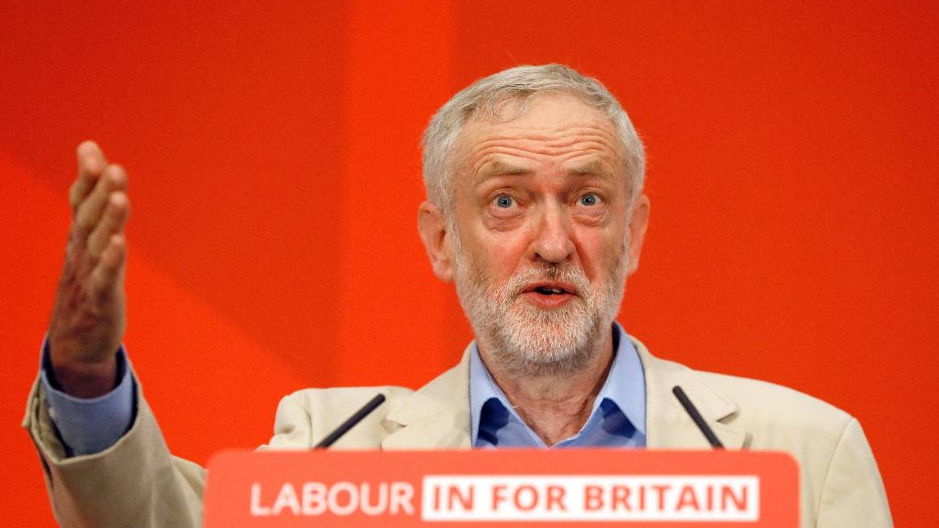 April 14, 2016: Jeremy Corbyn, leader of Britain's Labour Party, delivers a speech outlining Labour's position on the European referendum in London.