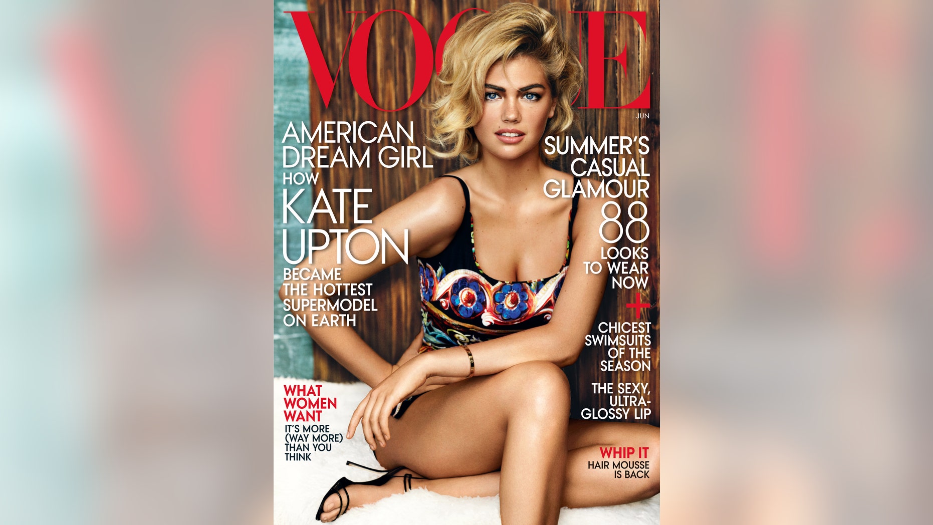 CORRECTS SPELLING TO GRACES - In this image released by Vogue, model Kate Upton graces the cover of the June 2013 issue. (AP Photo/Vogue)