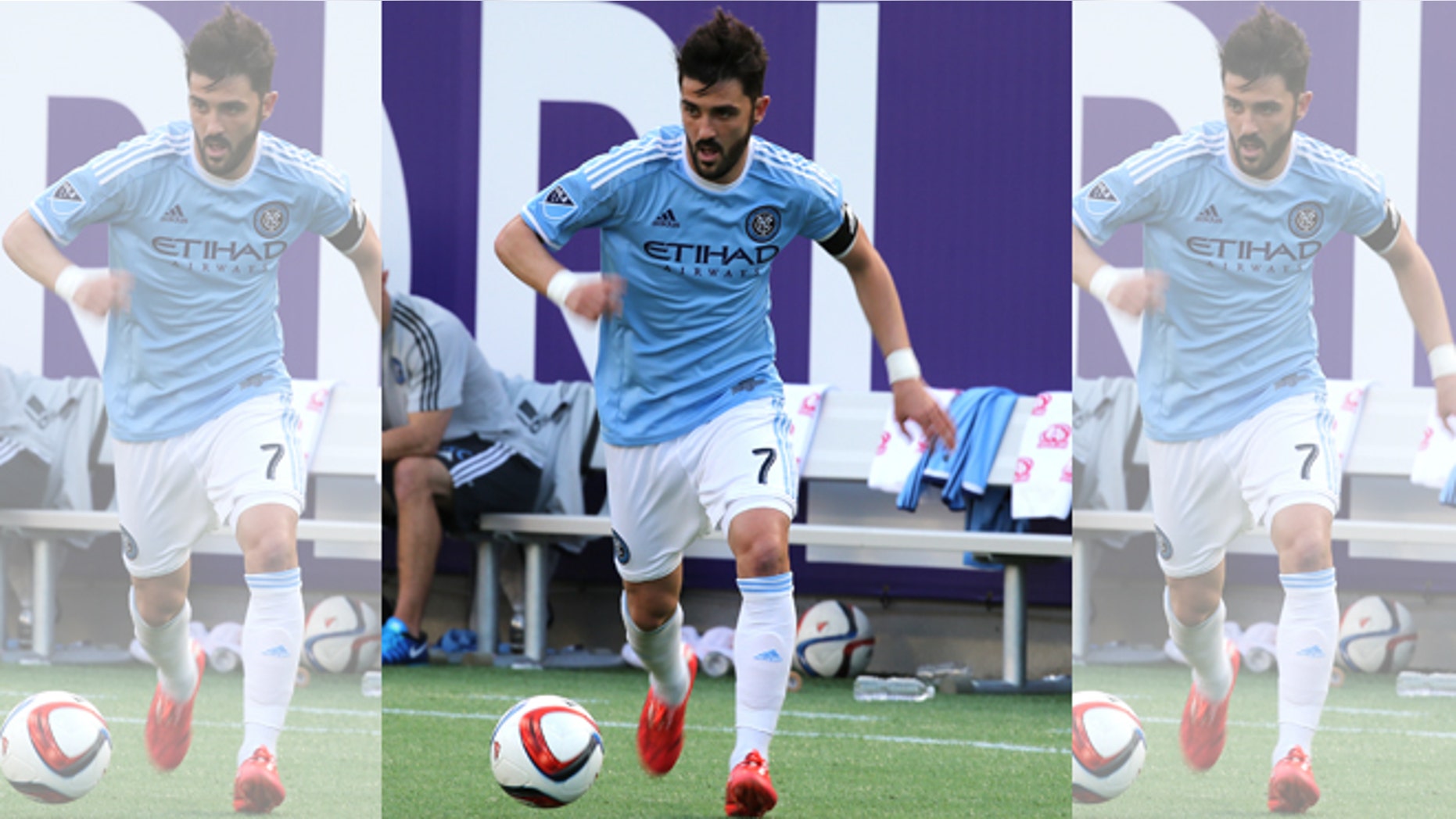ORLANDO, FL - MARCH 08: David Villa #7 of New York City FC is seen during an MLS soccer match between the New York City FC and the Orlando City SC at the Orlando Citrus Bowl on March 8, 2015 in Orlando, Florida. This was the first game for both teams and the final score was 1-1.(Photo by Alex Menendez/Getty Images)